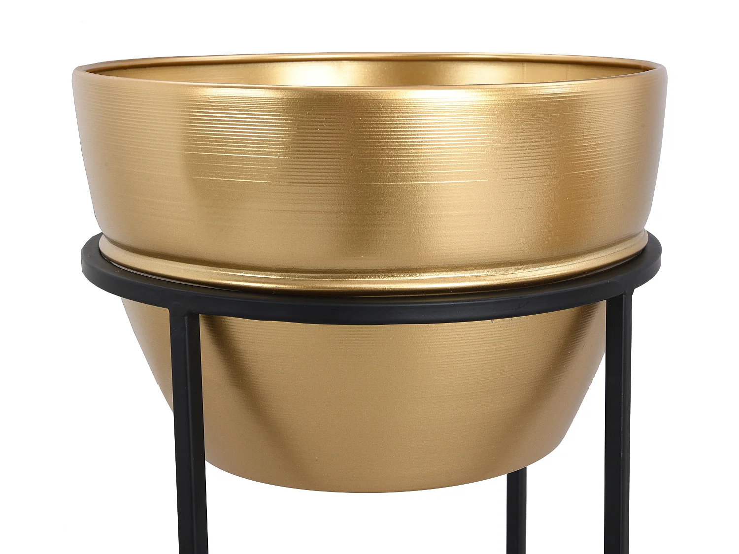 Lot de 2 cache-pots sur pied en métal - D. 25 x H. 61 cm et D. 30 x H. 77 cm - Doré et noir -  NABA