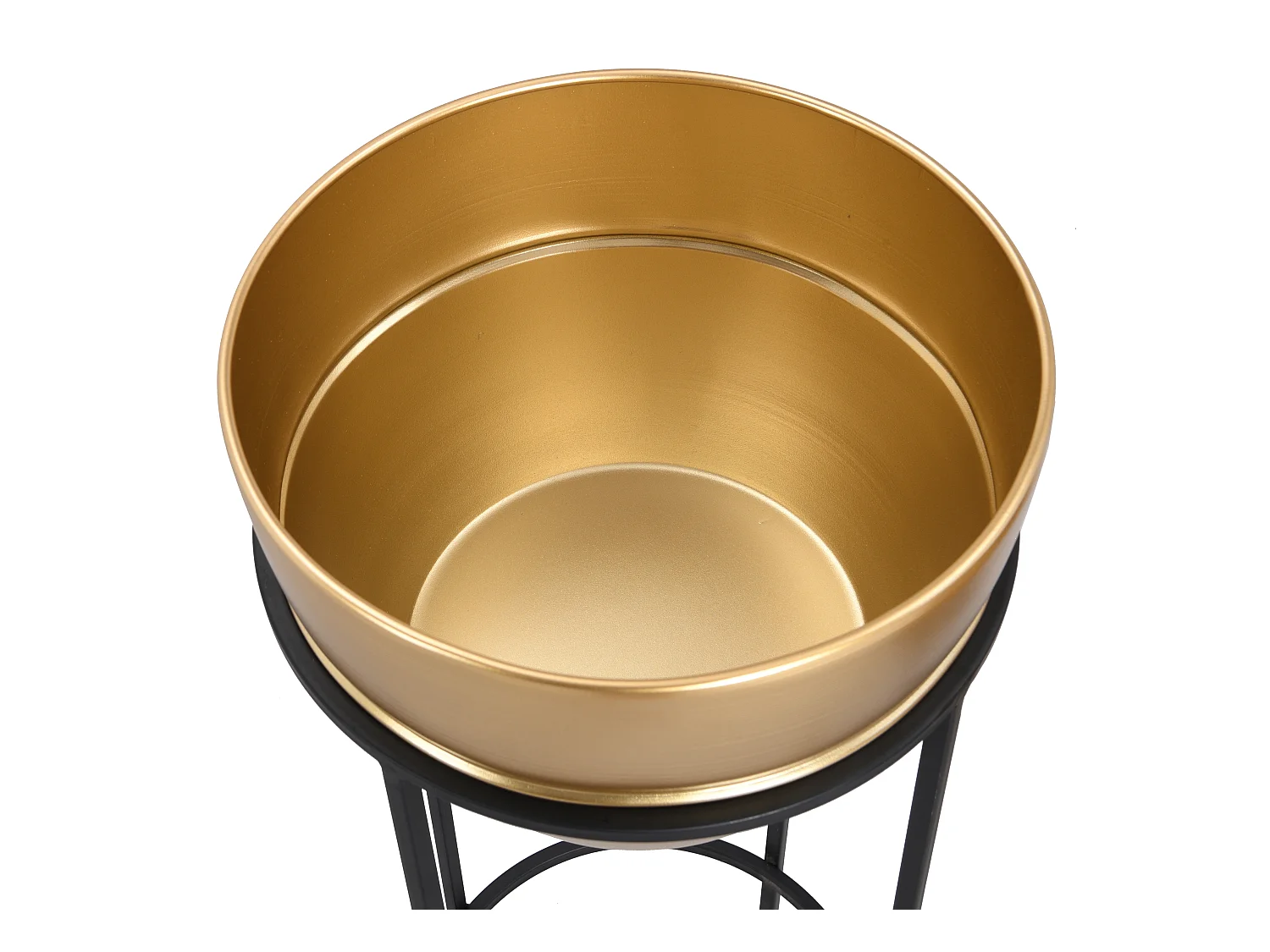 Portavaso su piedistallo D. 25 x H. 61 cm e D. 30 x H. 77 cm in Metallo Dorato e Nero - Lotto di 2 - NABA