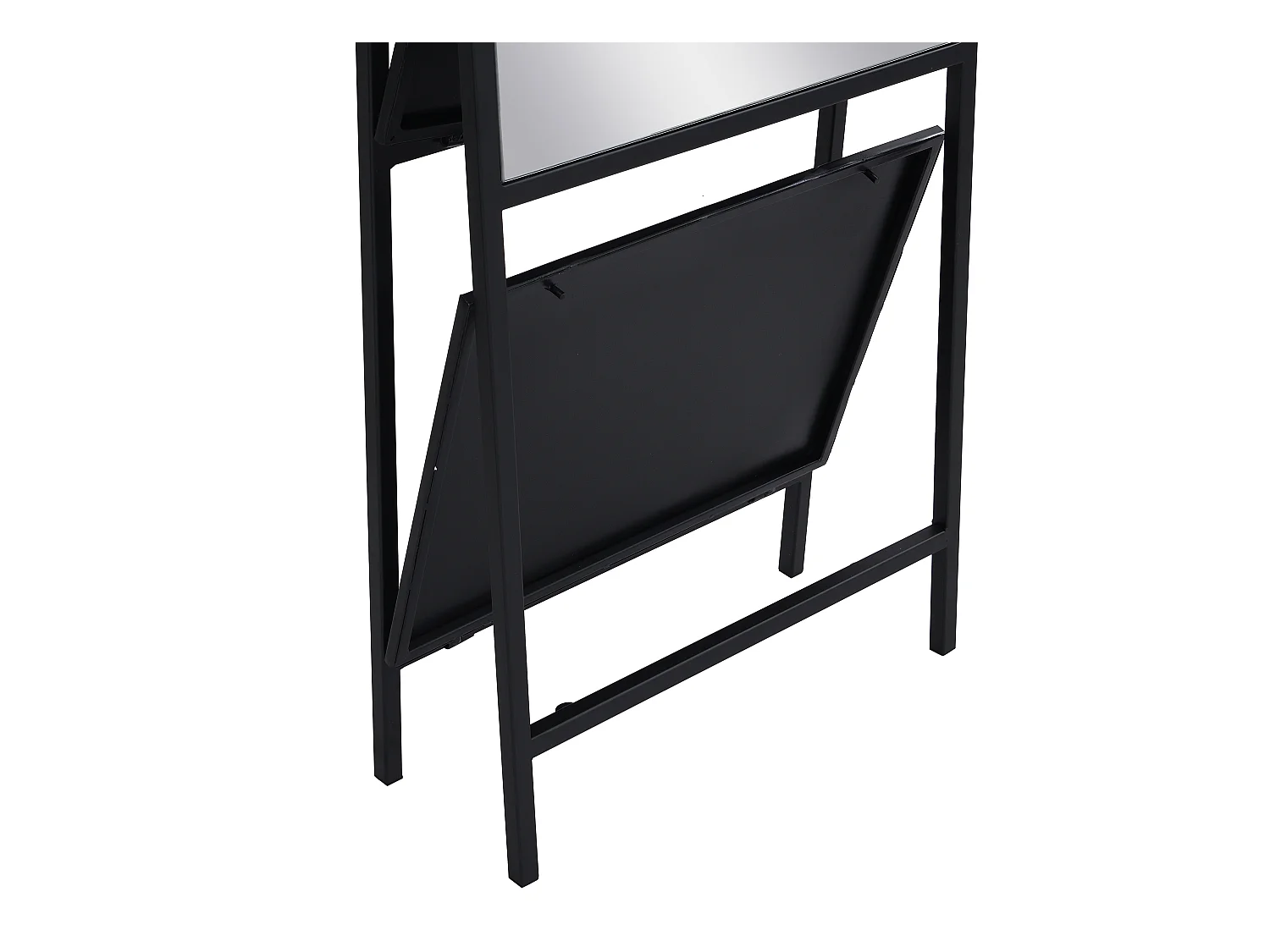 Gulvspejl med 2 hylder - Metal - L.46 x B. 41 x H. 172 cm - Sort - LIVIO