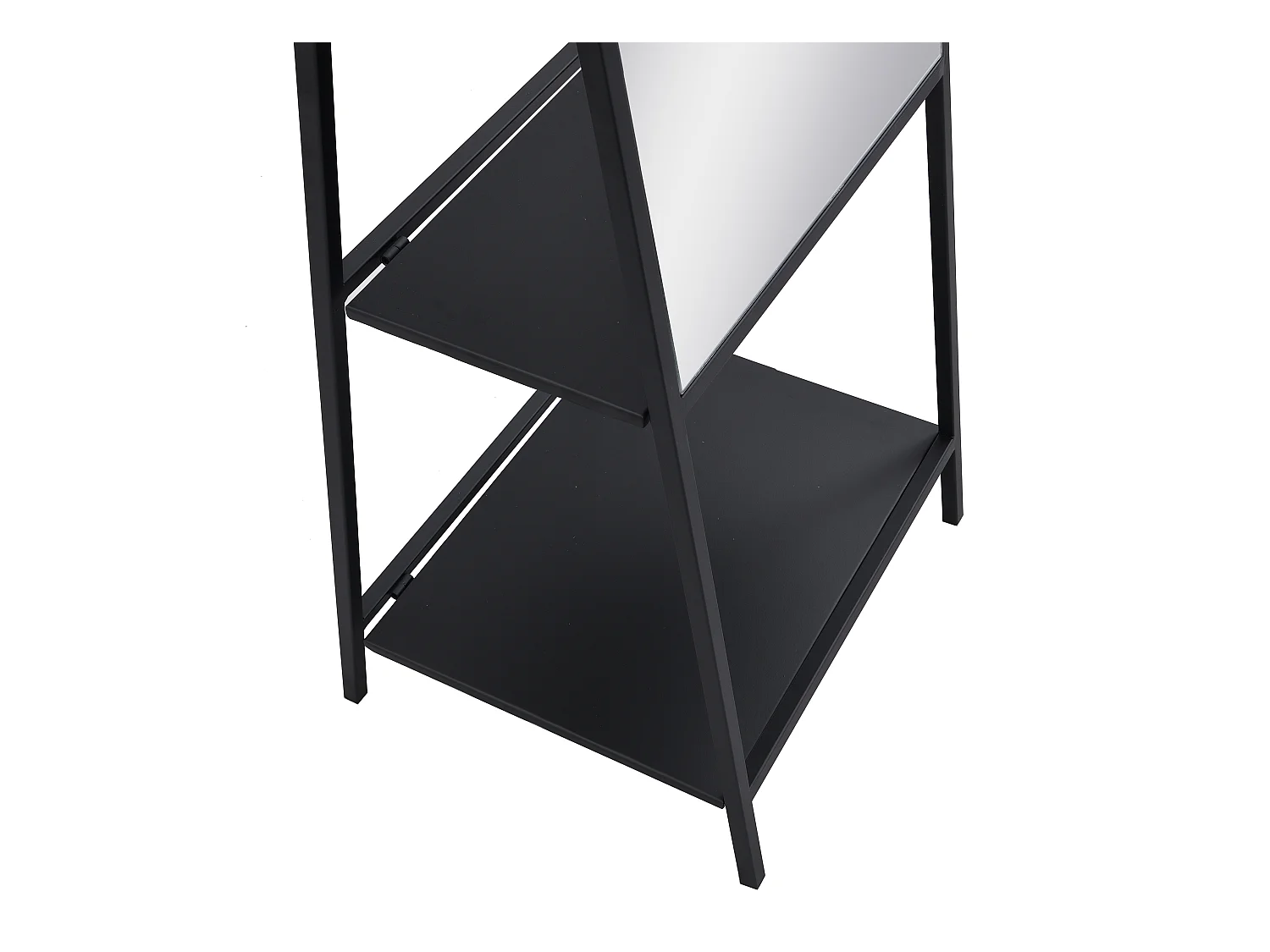 Gulvspejl med 2 hylder - Metal - L.46 x B. 41 x H. 172 cm - Sort - LIVIO