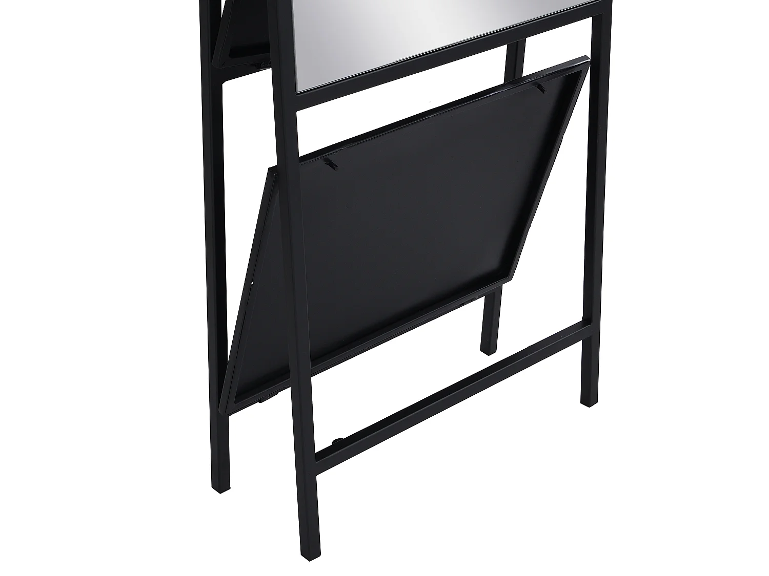 Specchio su piede con 2 ripiani L.46 x P. 41 x H. 172 cm in Metallo Nero - LIVIO