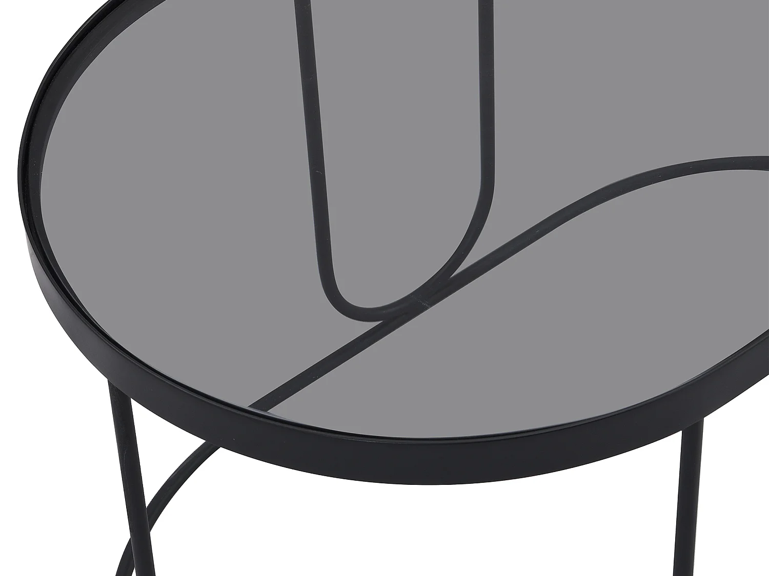 Mesa de centro em metal e vidro fumado preto e transparente - PRETORIA