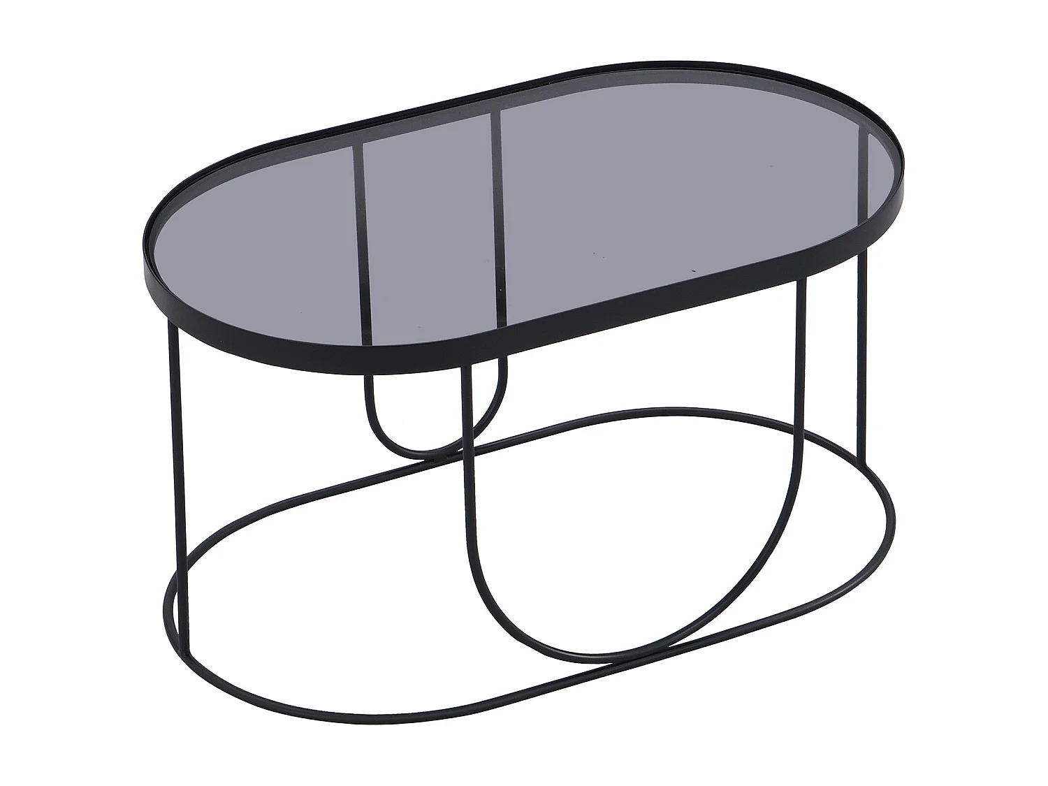 Mesa de centro em metal e vidro fumado preto e transparente - PRETORIA