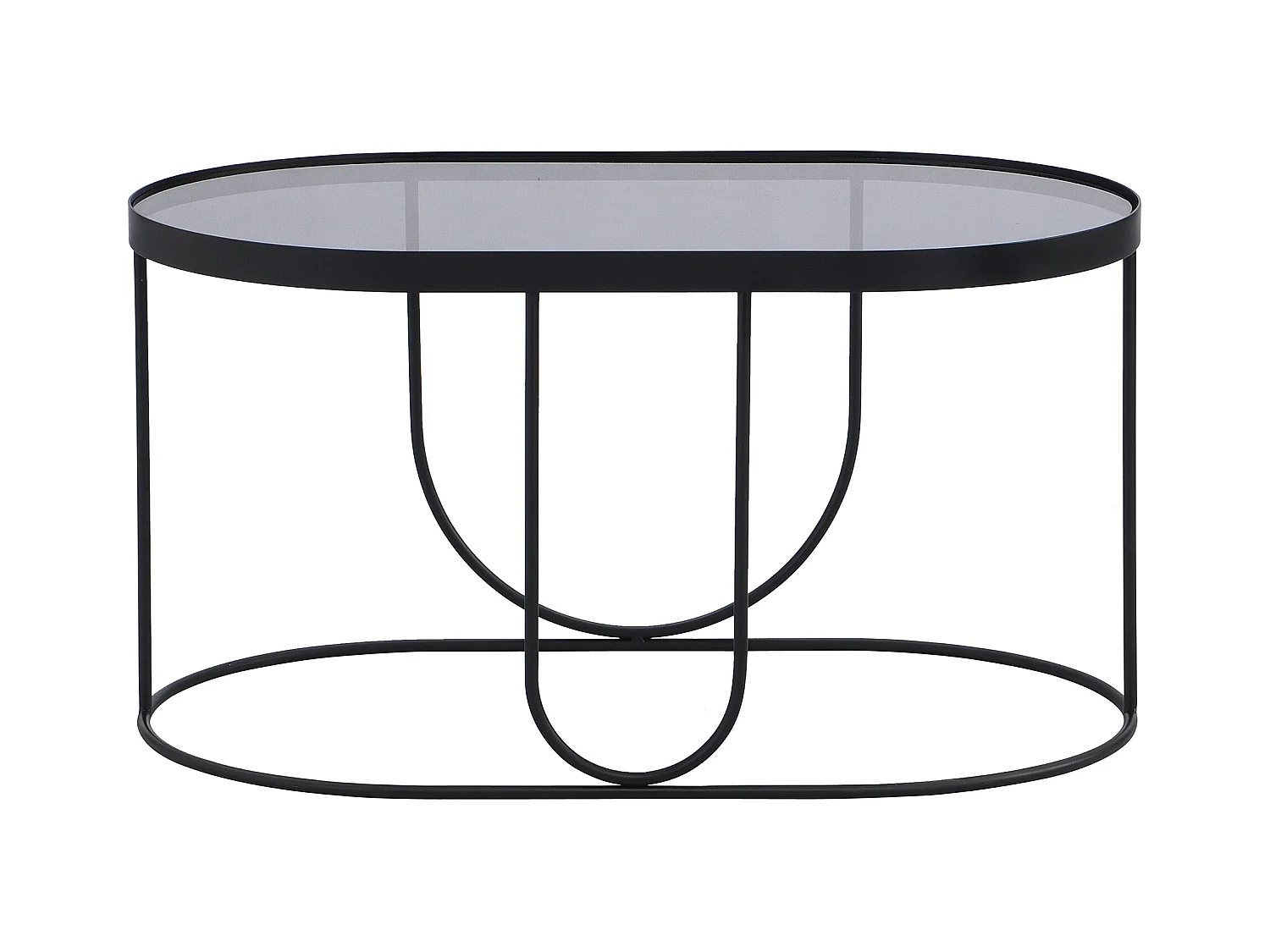 Mesa de centro de metal y vidrio ahumado - Negro y Transparente - PRETORIA