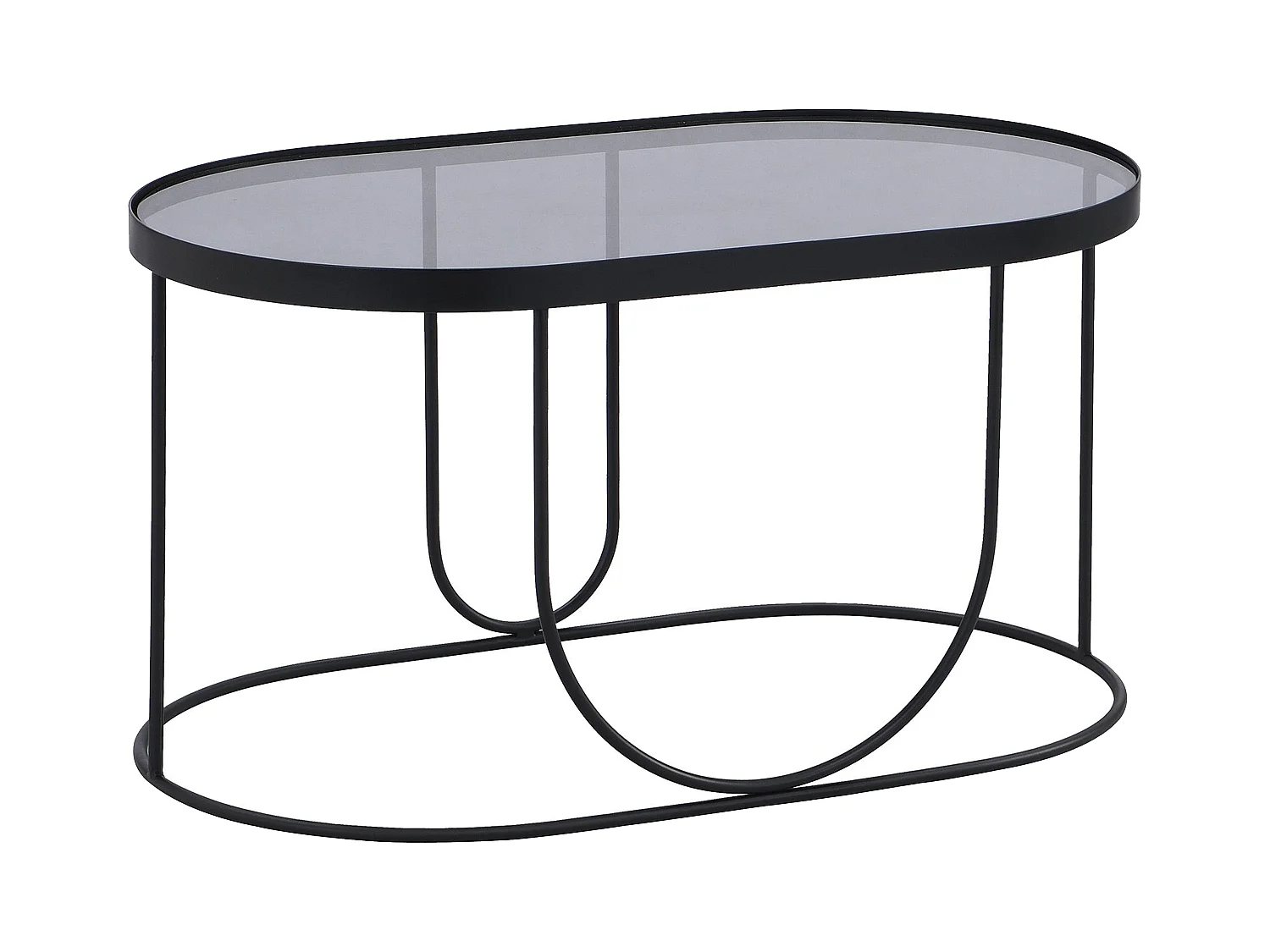 Mesa de centro de metal y vidrio ahumado - Negro y Transparente - PRETORIA