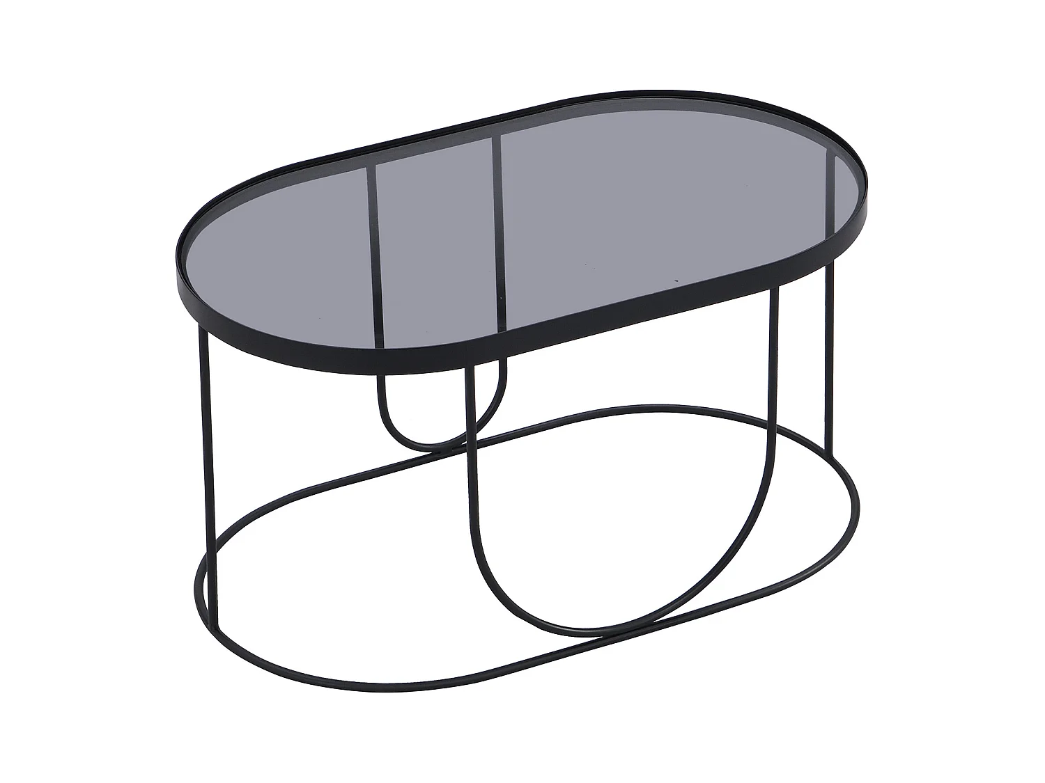 Mesa de centro de metal y vidrio ahumado - Negro y Transparente - PRETORIA
