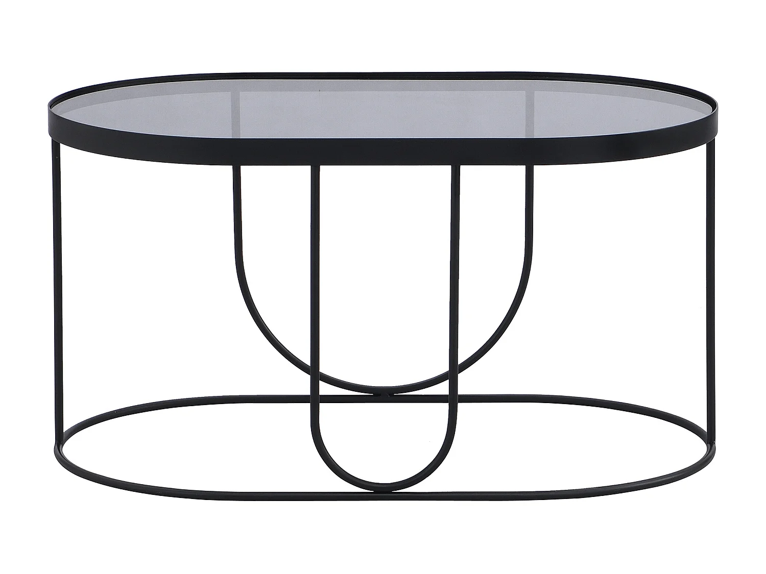 Table basse en métal et verre fumé - Noir et Transparent - PRETORIA