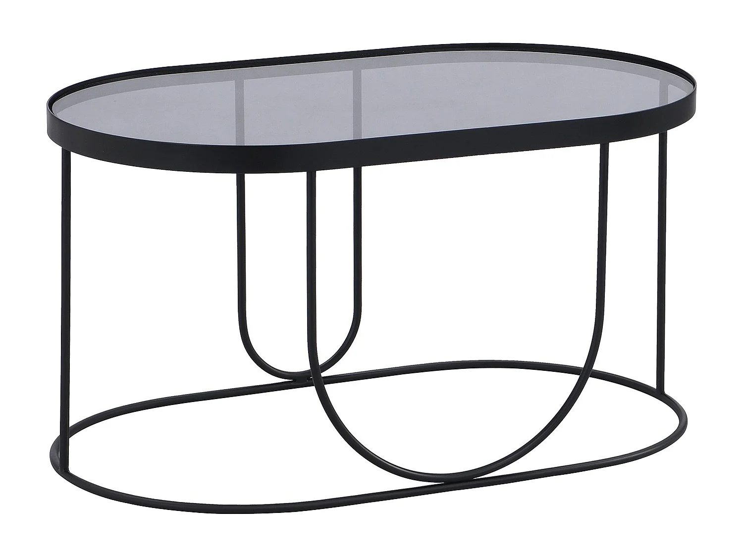 Table basse en métal et verre fumé - Noir et Transparent - PRETORIA