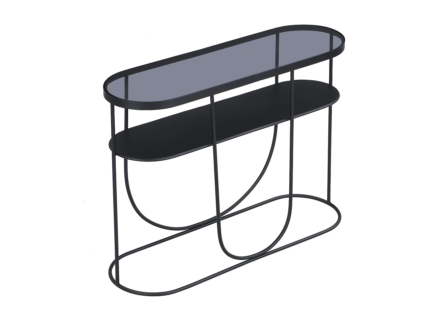 Console avec 1 étagère en métal et verre fumé - Noir et Transparent - PRETORIA