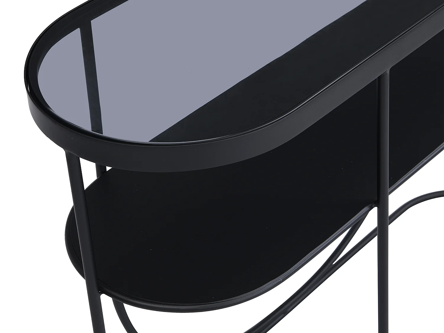 Console avec 1 étagère en métal et verre fumé - Noir et Transparent - PRETORIA