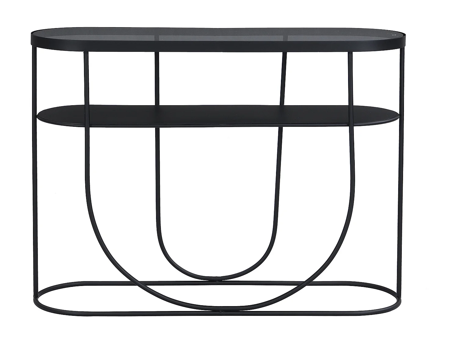 Console avec 1 étagère en métal et verre fumé - Noir et Transparent - PRETORIA