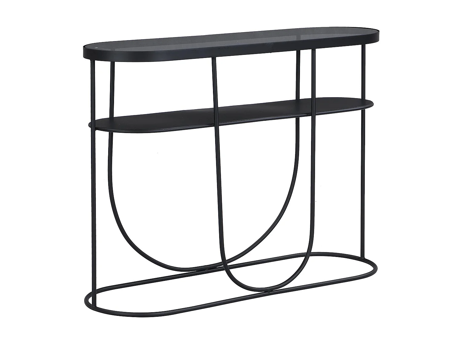 Console avec 1 étagère en métal et verre fumé - Noir et Transparent - PRETORIA