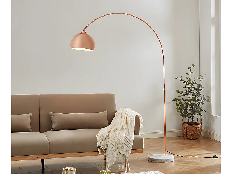 Grande lampada da terra ad arco H. 180 cm Metallo e Marmo Rame Stile: Art Déco - OMBRAGE