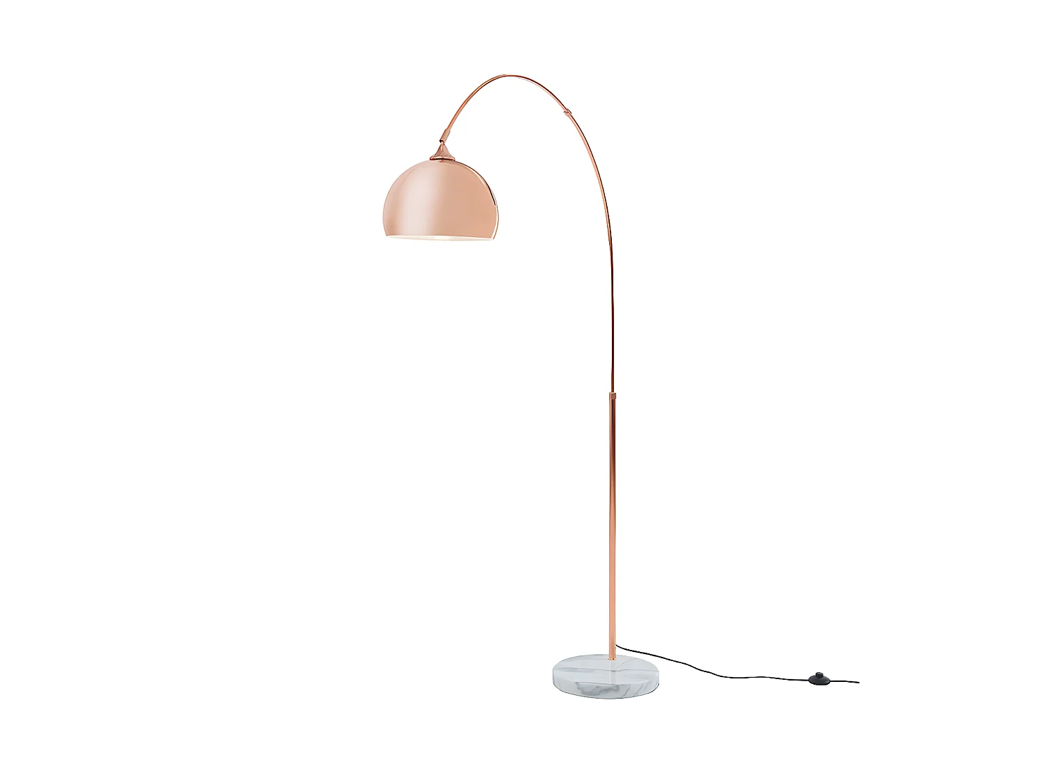 Candeeiro de pé grande em arco estilo art déco 140 x 35 x 180 cm em metal e mármore cor cobre - OMBRAGE