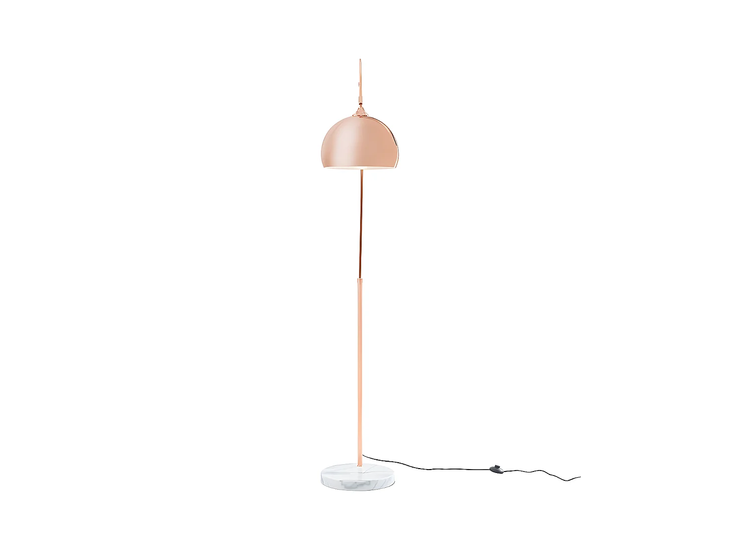 Candeeiro de pé grande em arco estilo art déco 140 x 35 x 180 cm em metal e mármore cor cobre - OMBRAGE