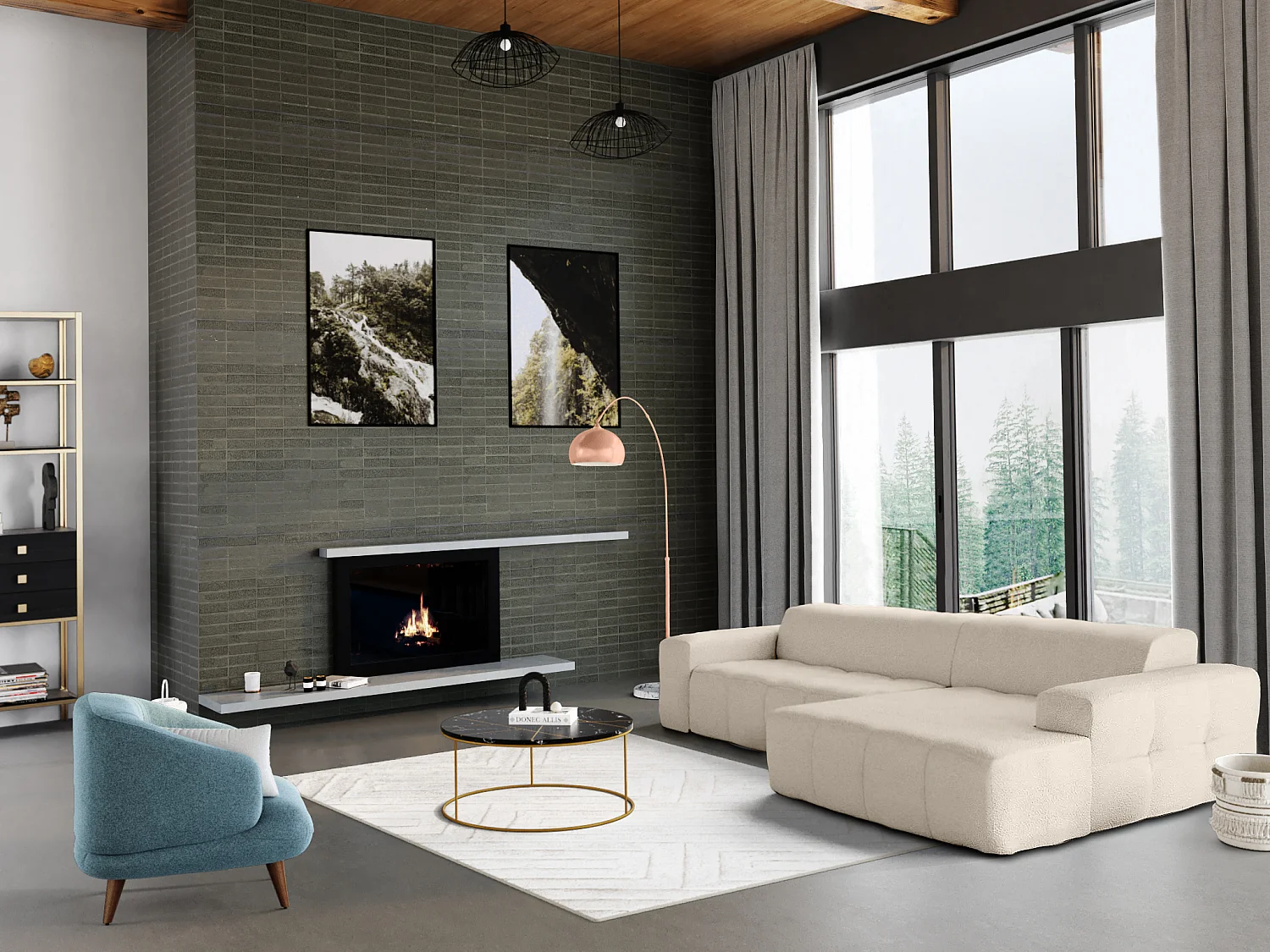 Candeeiro de pé grande em arco estilo art déco 140 x 35 x 180 cm em metal e mármore cor cobre - OMBRAGE