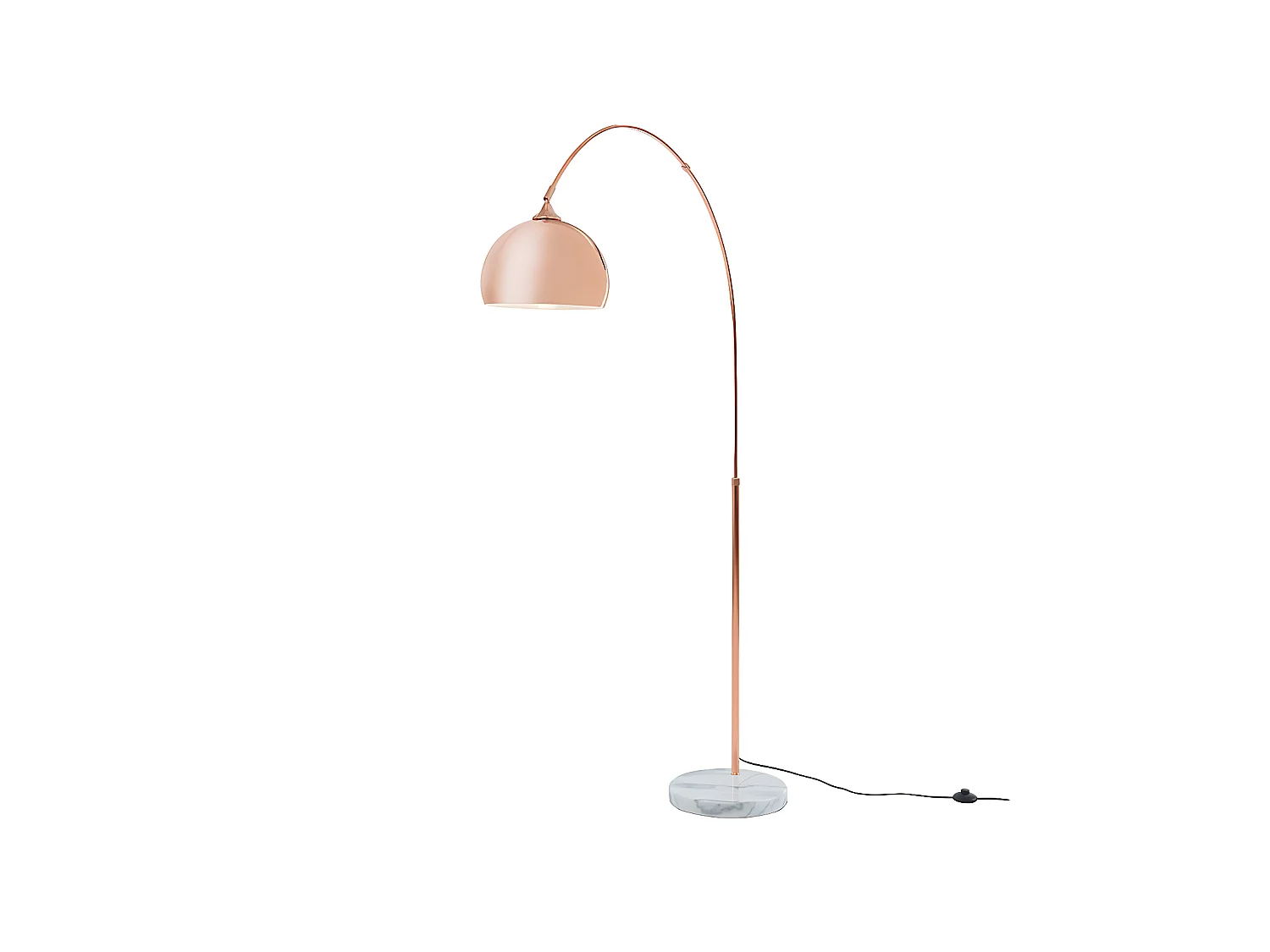 Grote staande lamp met boog art déco OMBRAGE - Metaal en marmer - H180 cm - Koperkleurig