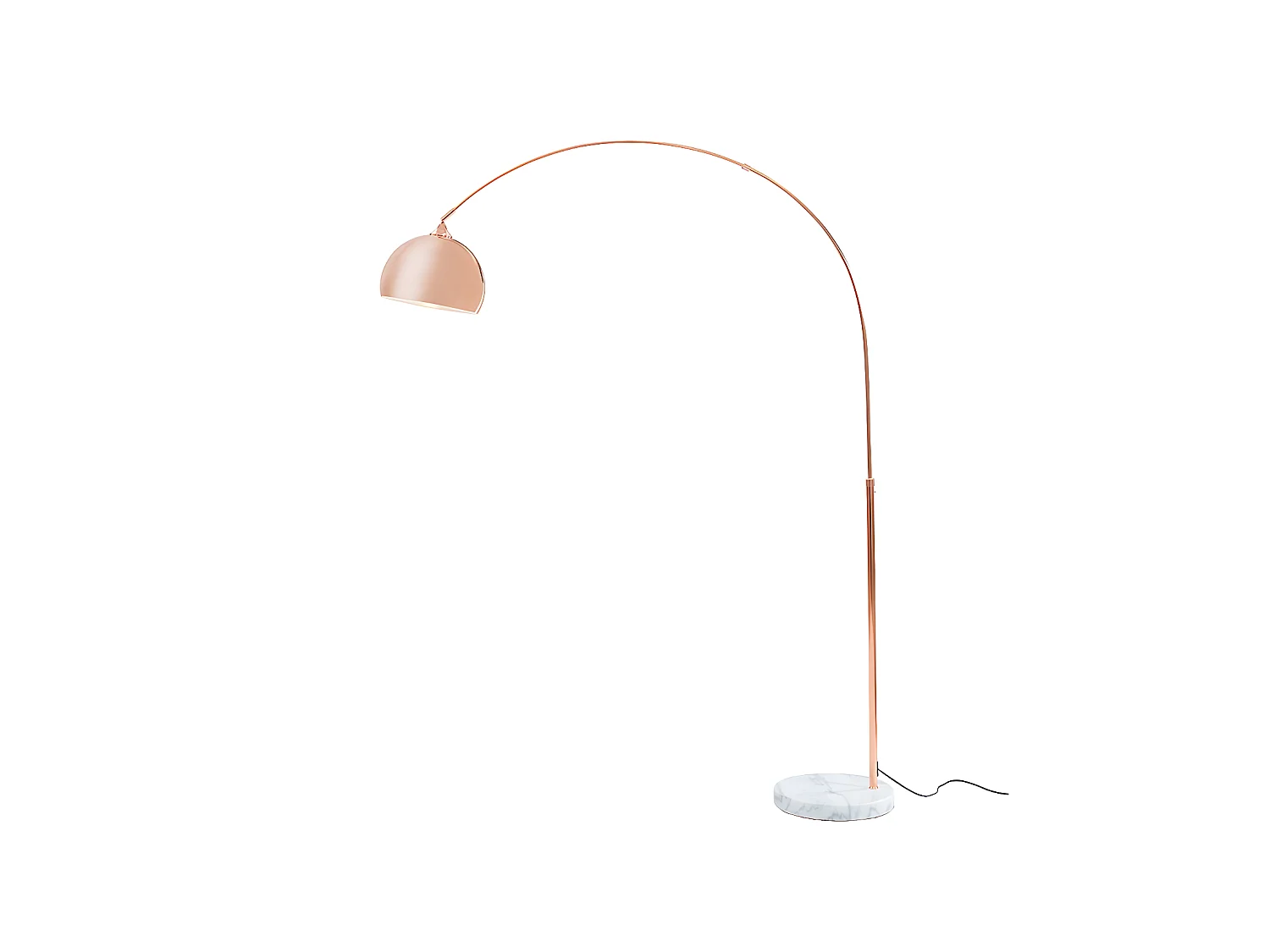 Grote staande lamp met boog art déco OMBRAGE - Metaal en marmer - H180 cm - Koperkleurig