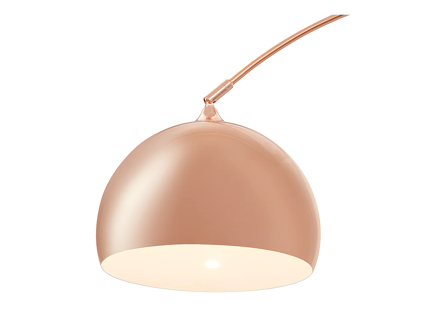 Grote staande lamp met boog art déco OMBRAGE - Metaal en marmer - H180 cm - Koperkleurig