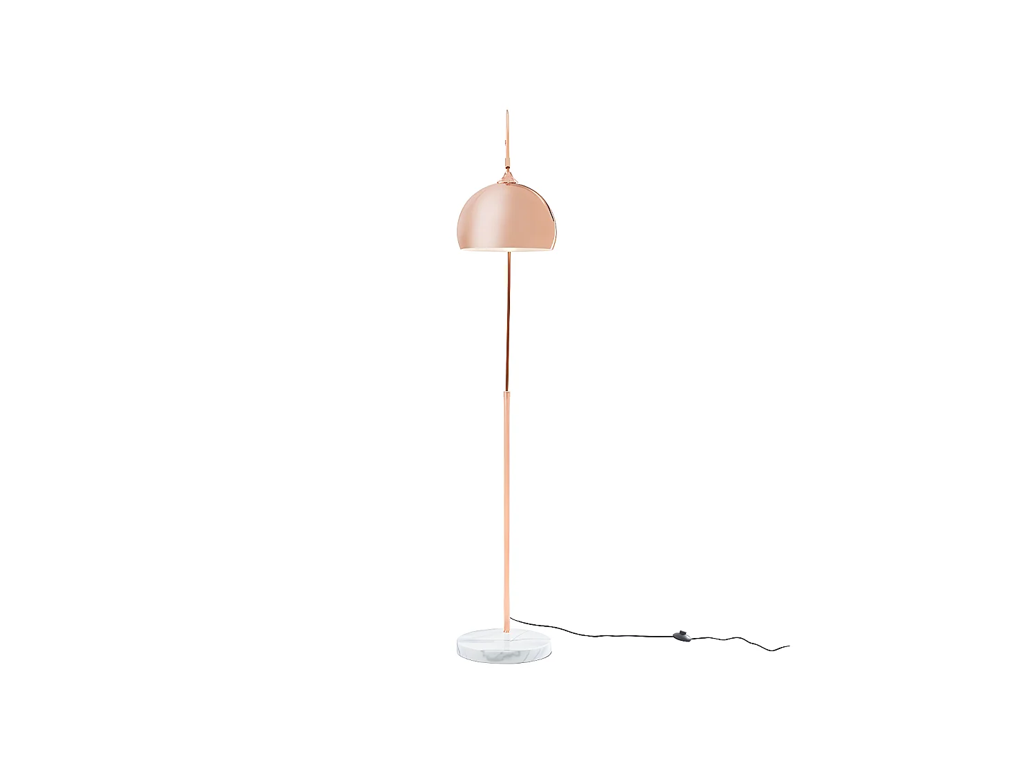 Grote staande lamp met boog art déco OMBRAGE - Metaal en marmer - H180 cm - Koperkleurig