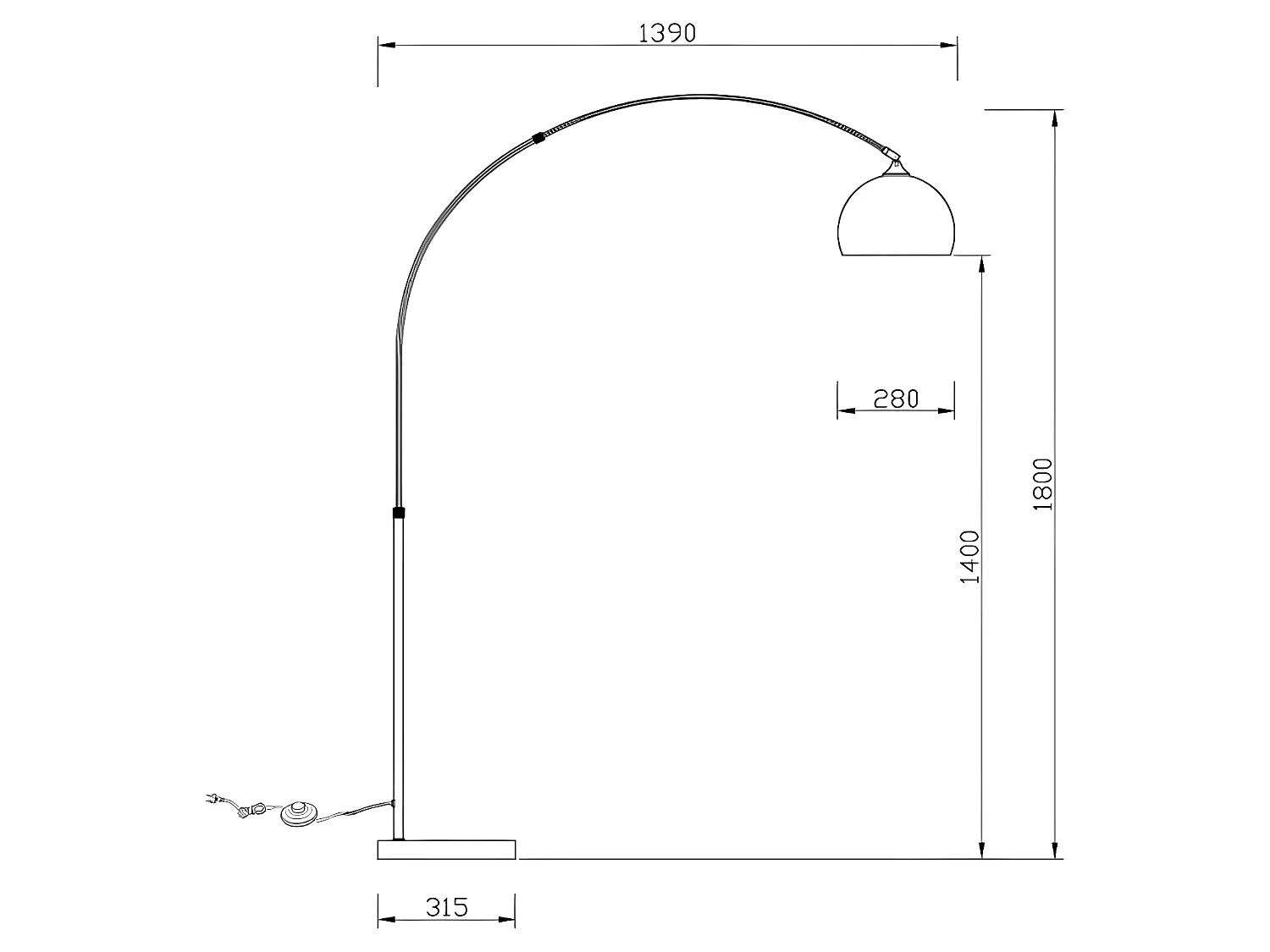 Grande lampada da terra ad arco H. 180 cm Metallo e Marmo Rame Stile: Art Déco - OMBRAGE
