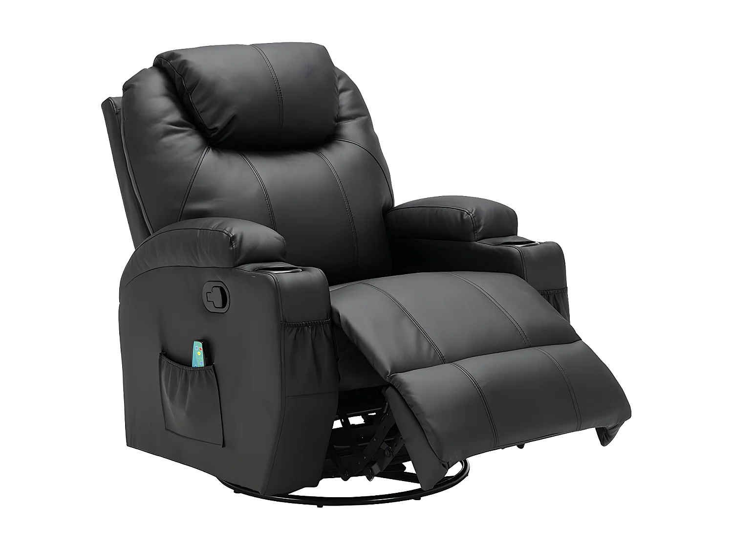 Massagesessel - Kunstleder - Schwarz - SILVANO