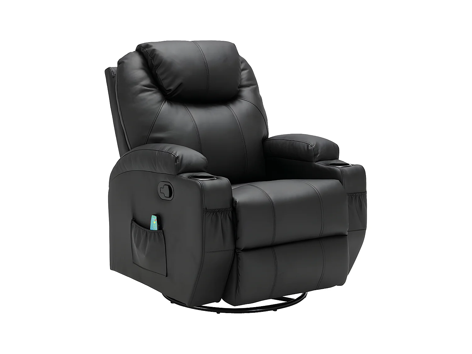 Massagesessel - Kunstleder - Schwarz - SILVANO