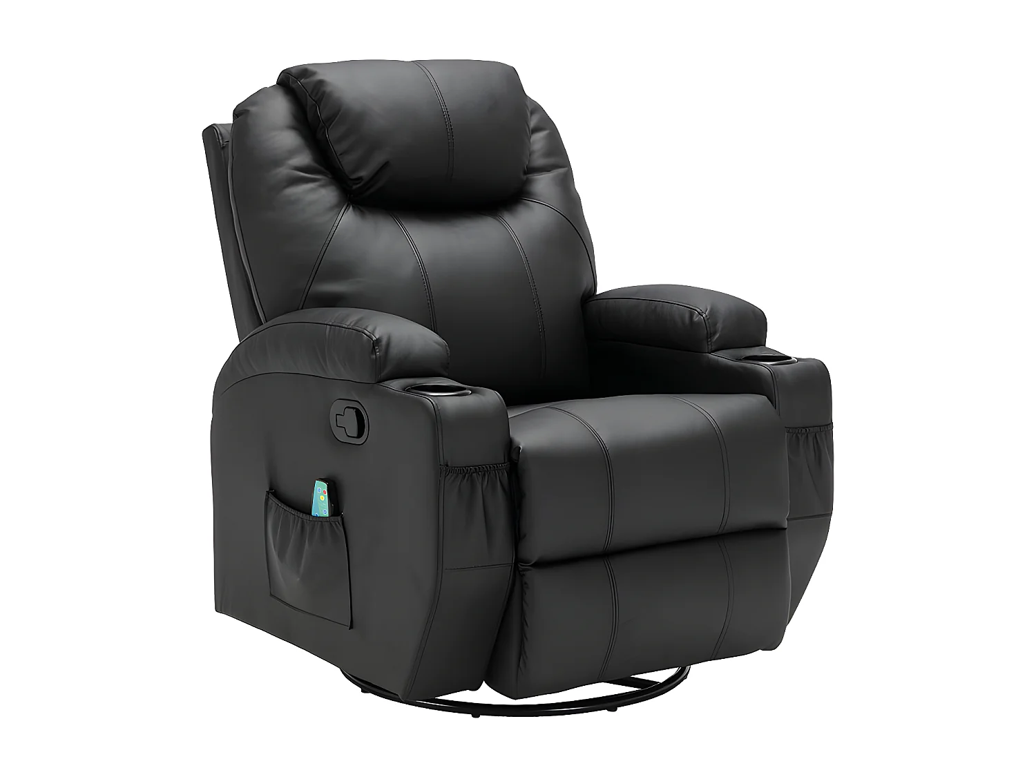 Sillón de masaje SILVANO de piel sintética - Negro