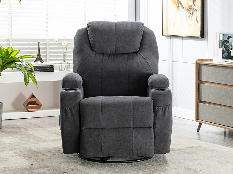 Sillón de masaje SILVANO de tela - Gris