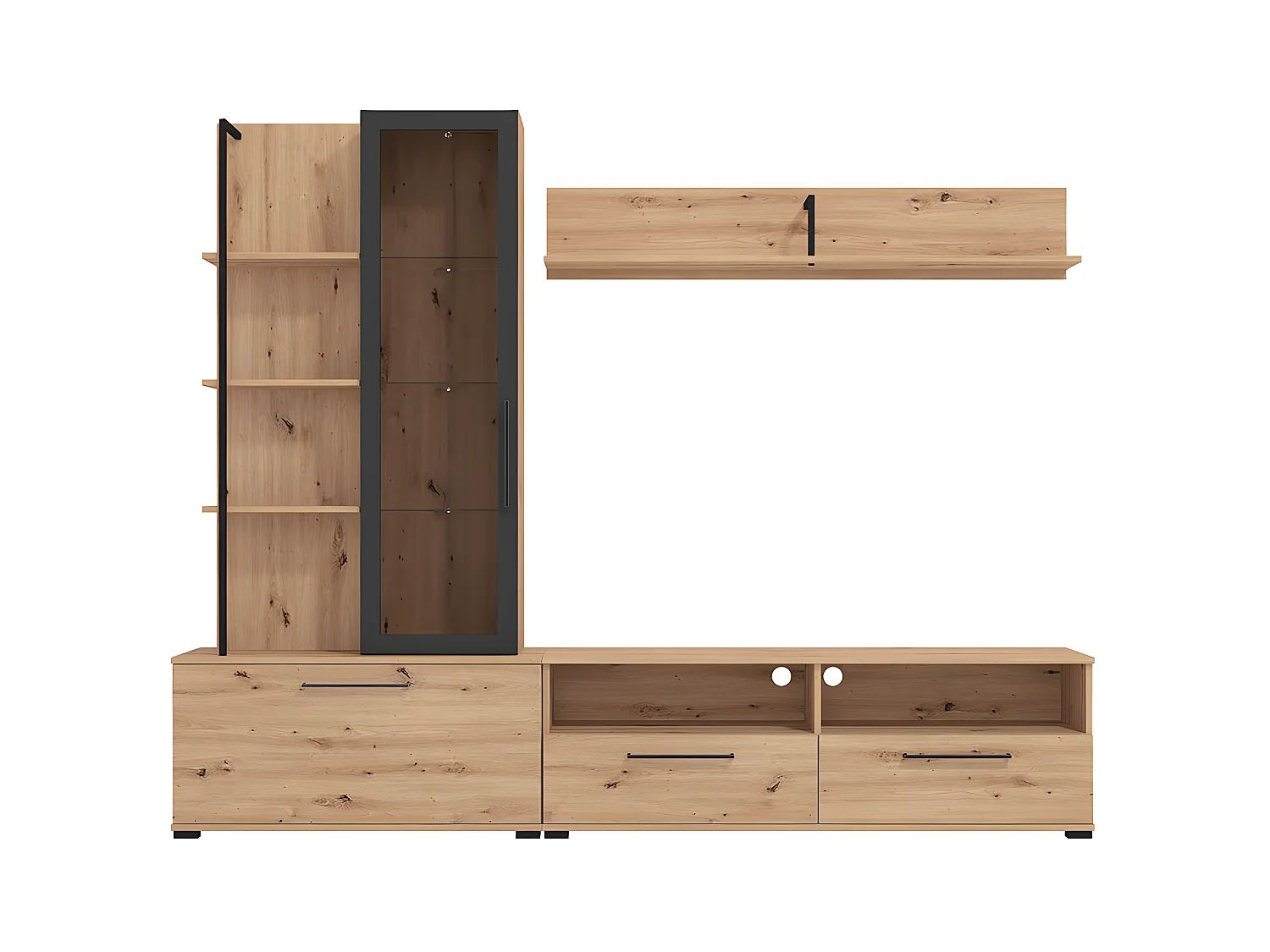 Tv-meubel DUBLIN met opbergruimte - Kleur: eiken en zwart