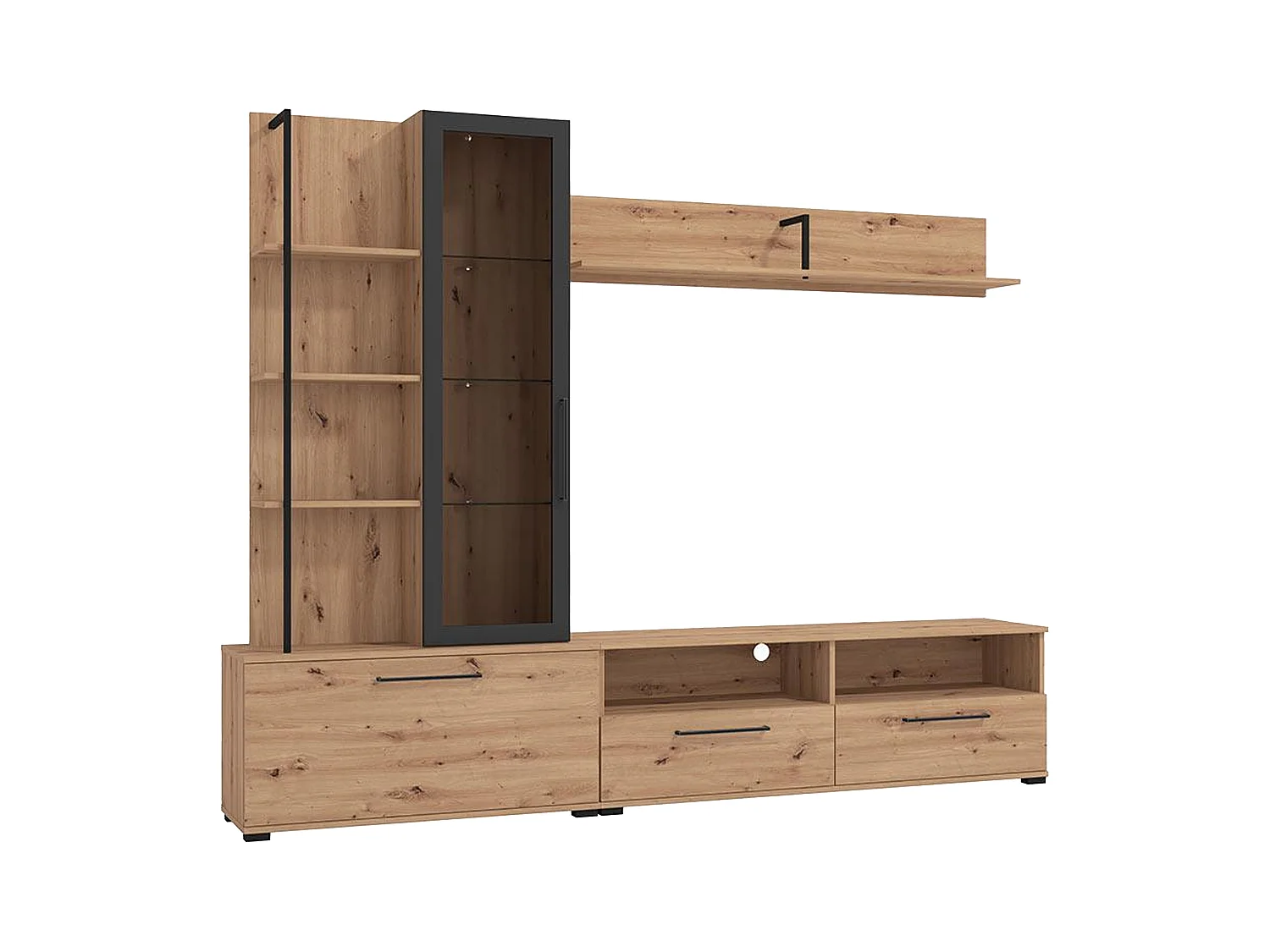 Tv-meubel DUBLIN met opbergruimte - Kleur: eiken en zwart