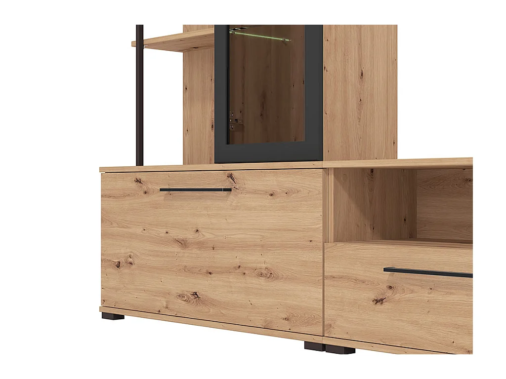 Tv-meubel DUBLIN met opbergruimte - Kleur: eiken en zwart