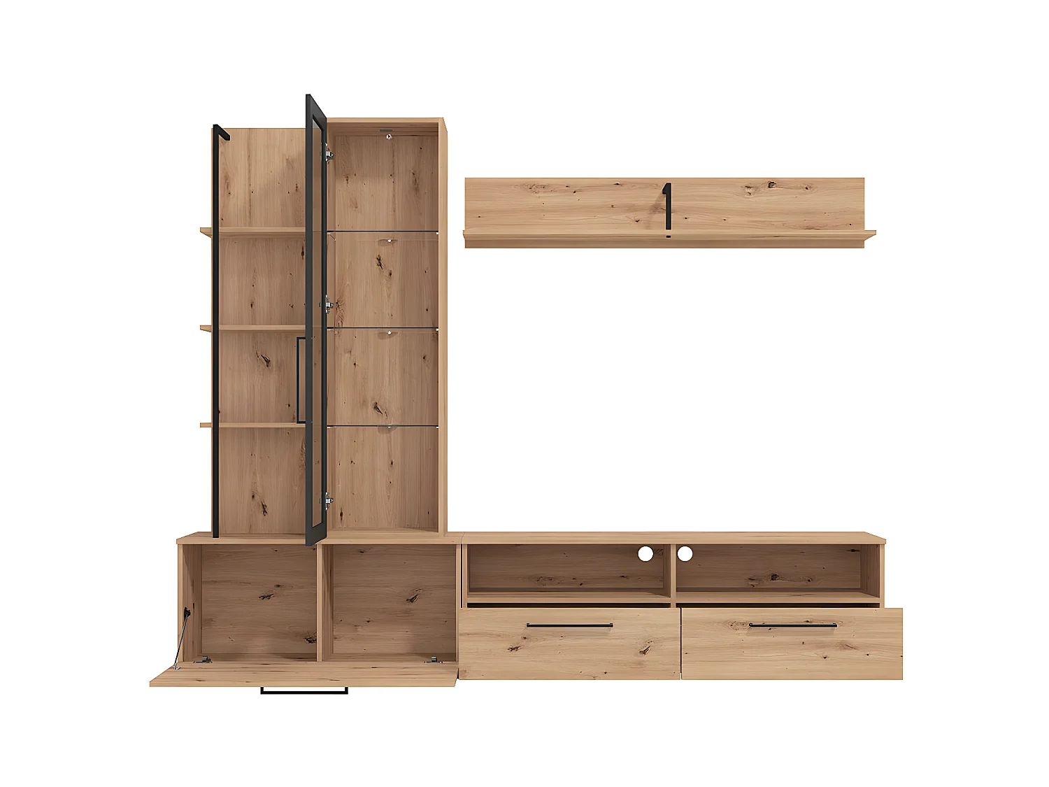Tv-meubel DUBLIN met opbergruimte - Kleur: eiken en zwart