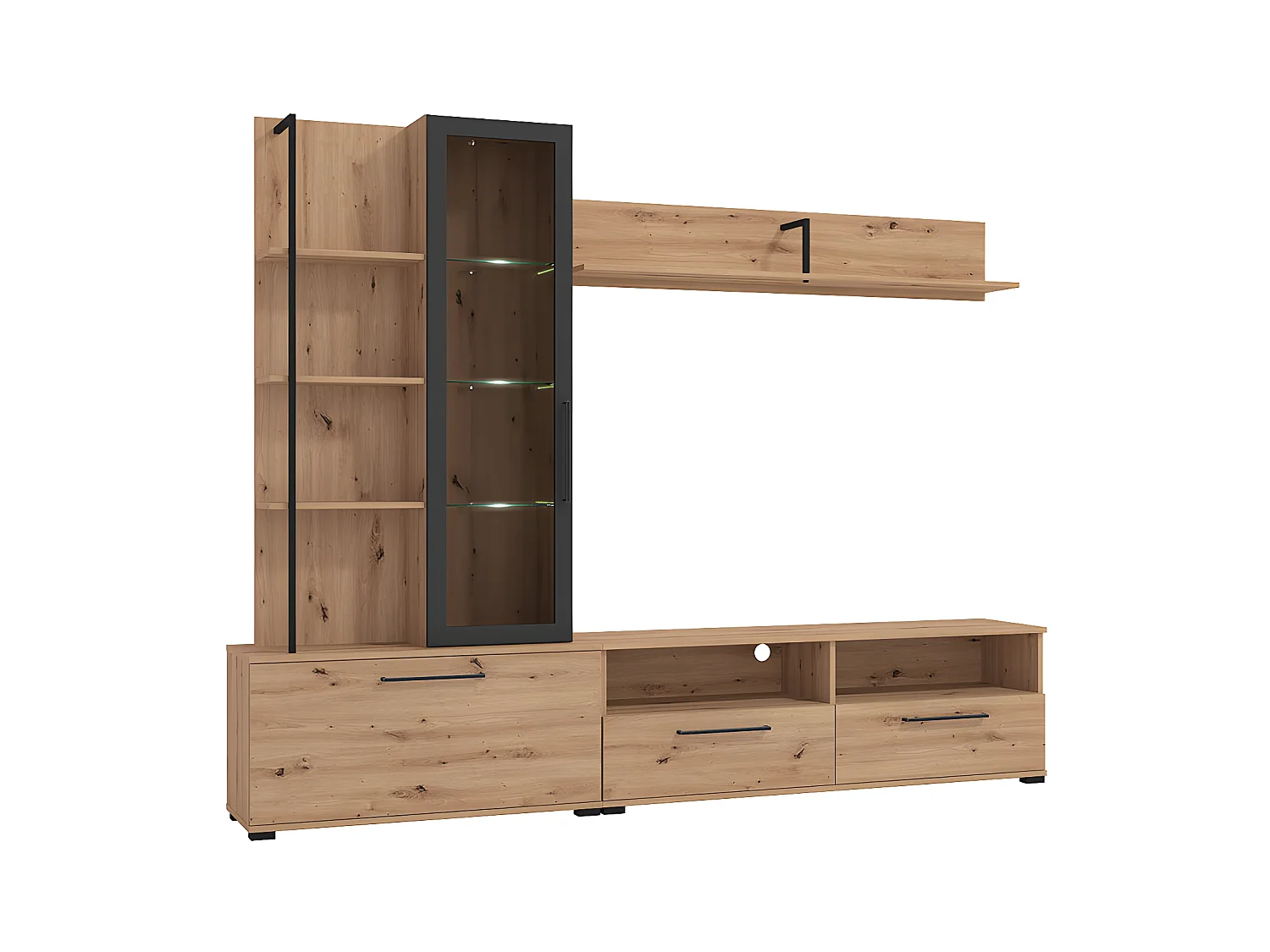 Tv-meubel DUBLIN met opbergruimte - Kleur: eiken en zwart