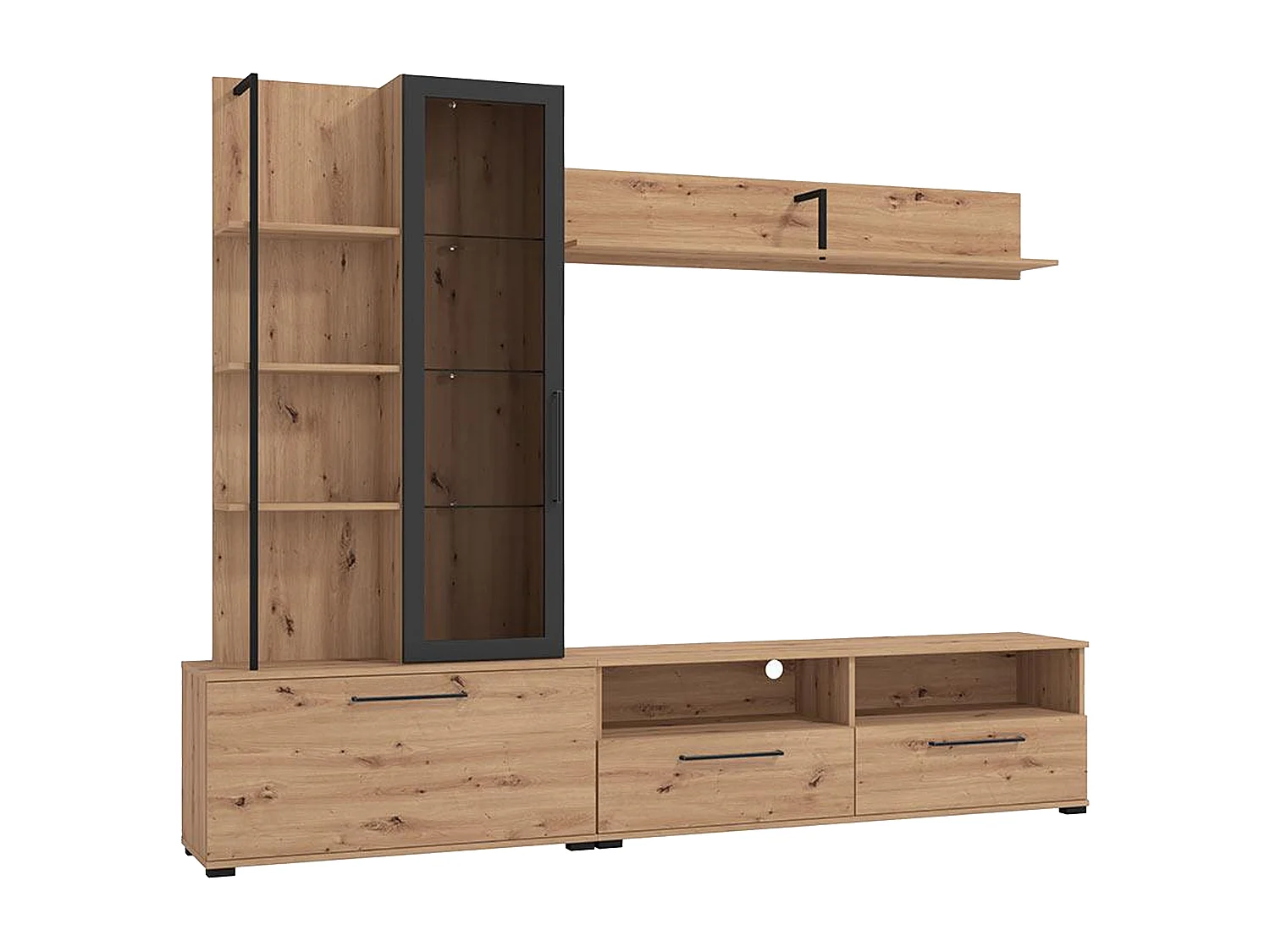 Tv-meubel DUBLIN met opbergruimte - Kleur: eiken en zwart