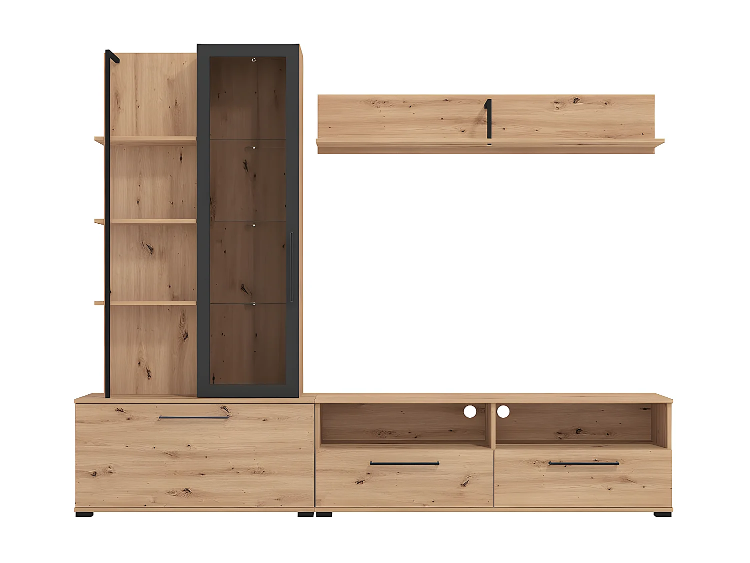 Tv-meubel DUBLIN met opbergruimte - Kleur: eiken en zwart