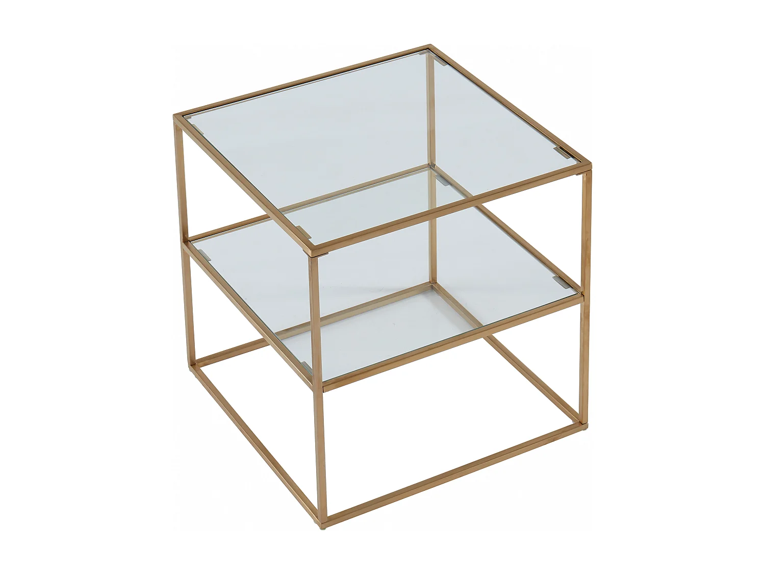 Nachttisch mit 2 Ablagen - Glas & Stahl - Goldfarben - KOHANNA