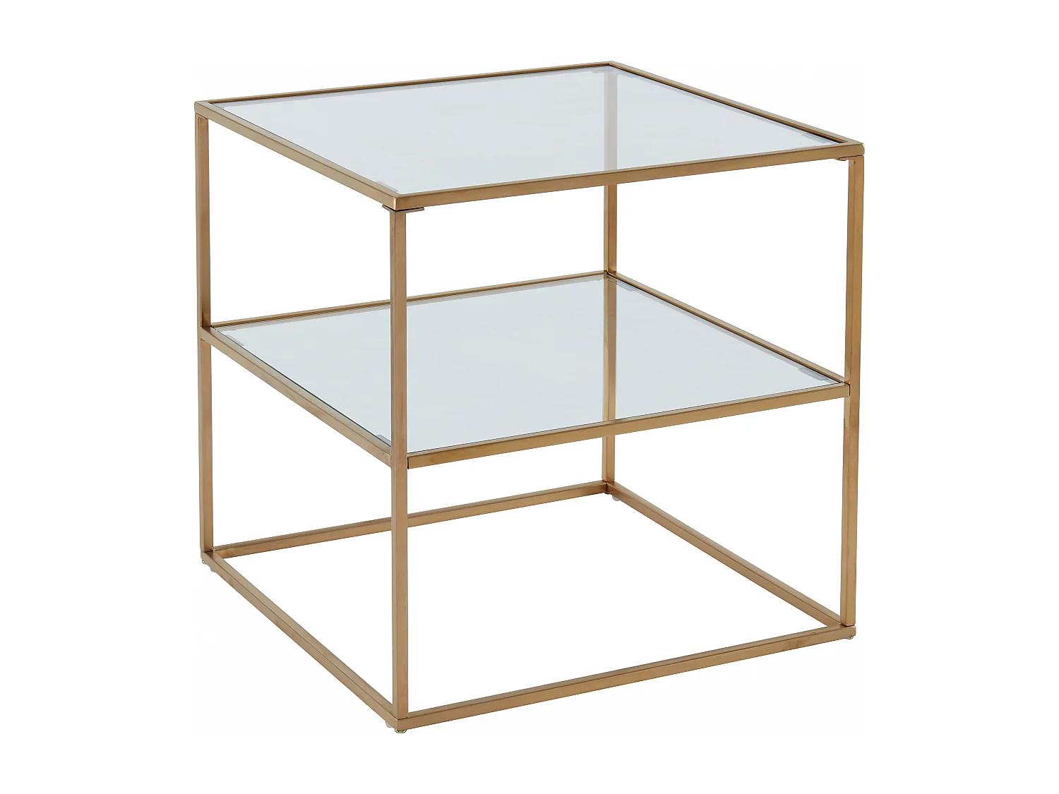 Comodino Vetro temperato e Acciaio Dorato - KOHANA