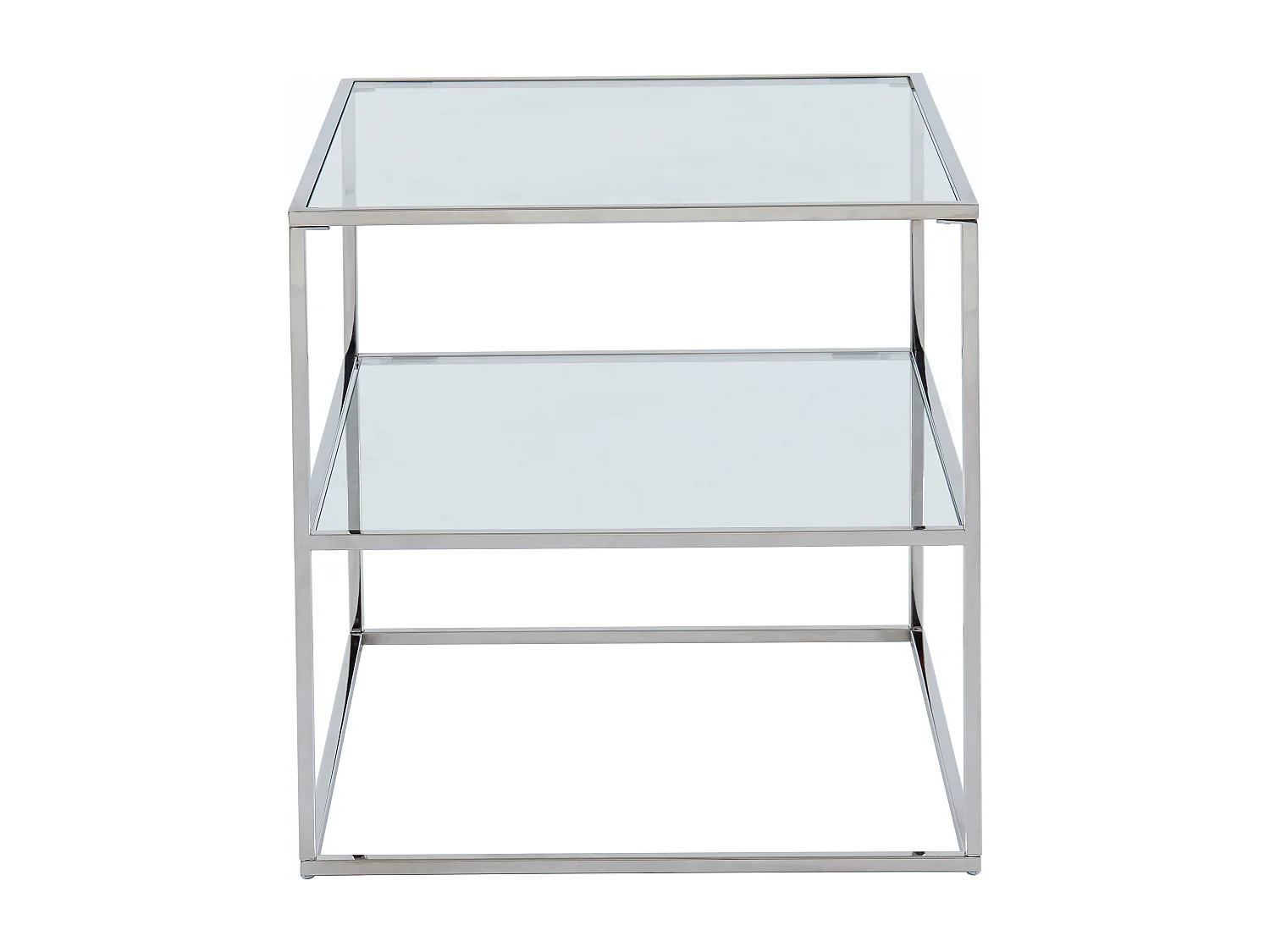 Table de chevet - 1 tablette - Verre trempé et acier - Argent - KOHANA