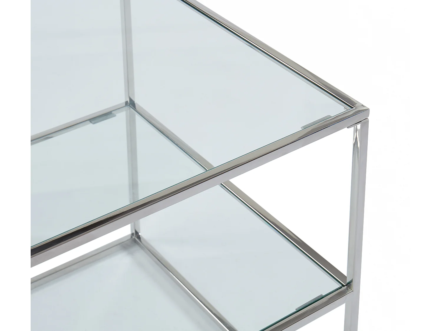 Table de chevet - 1 tablette - Verre trempé et acier - Argent - KOHANA