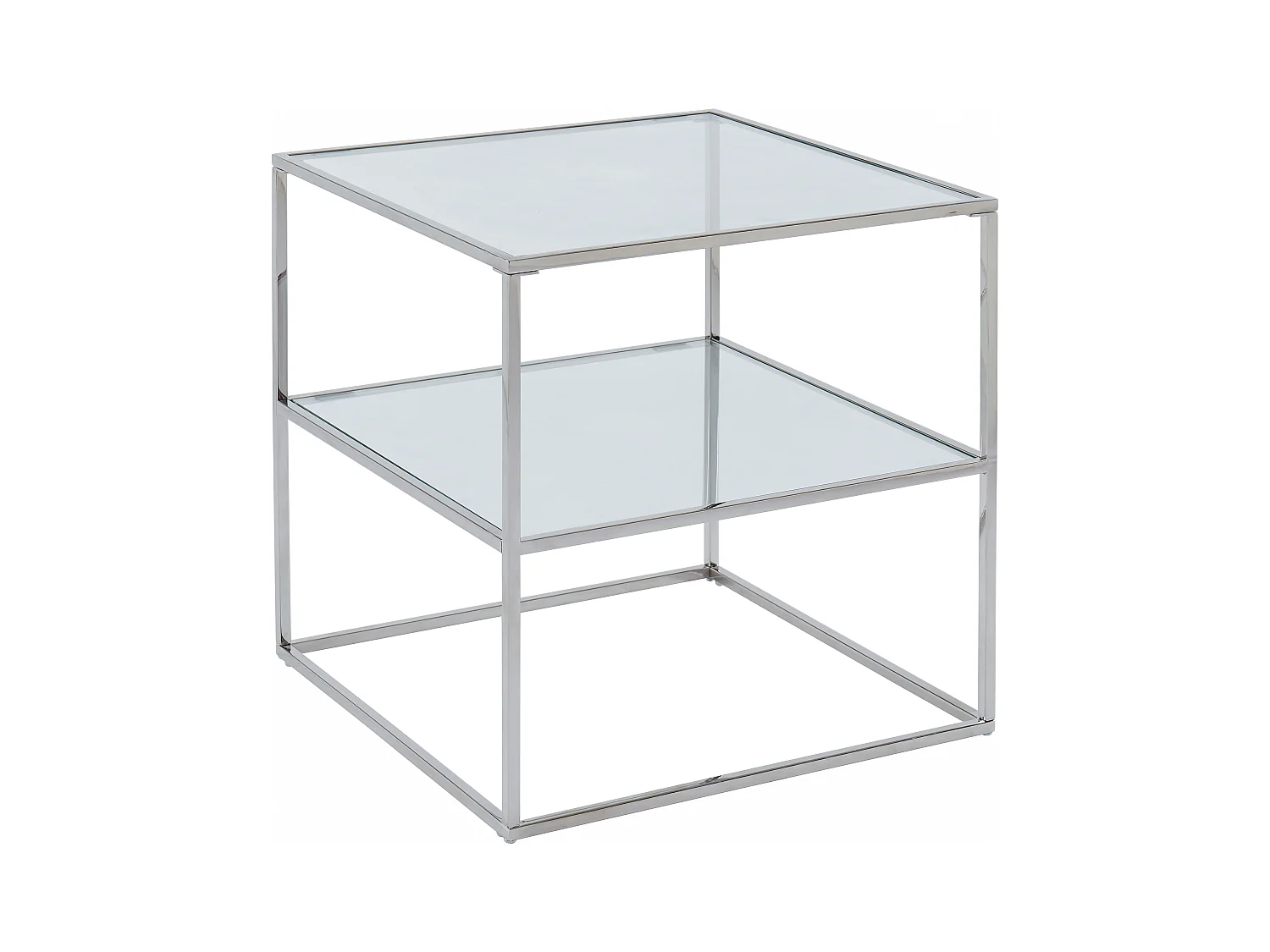 Mesa de noche KOHANA - Cristal templado y acero - Plata