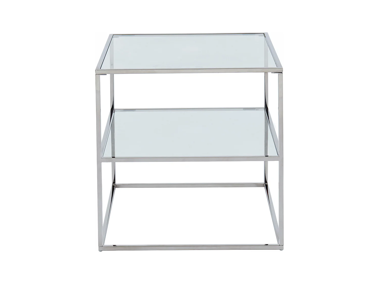 Mesa de noche KOHANA - Cristal templado y acero - Plata