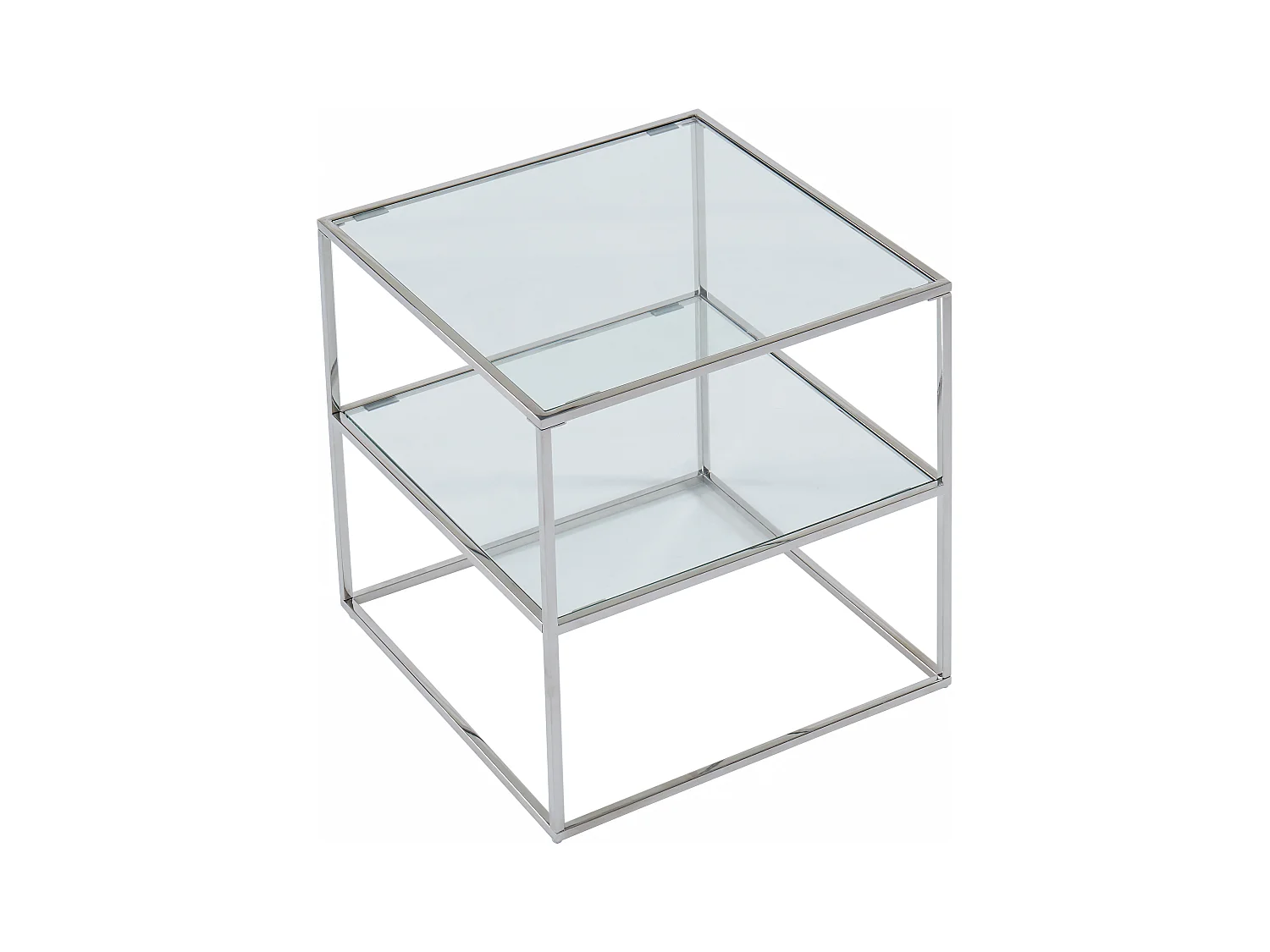 Mesa de noche KOHANA - Cristal templado y acero - Plata