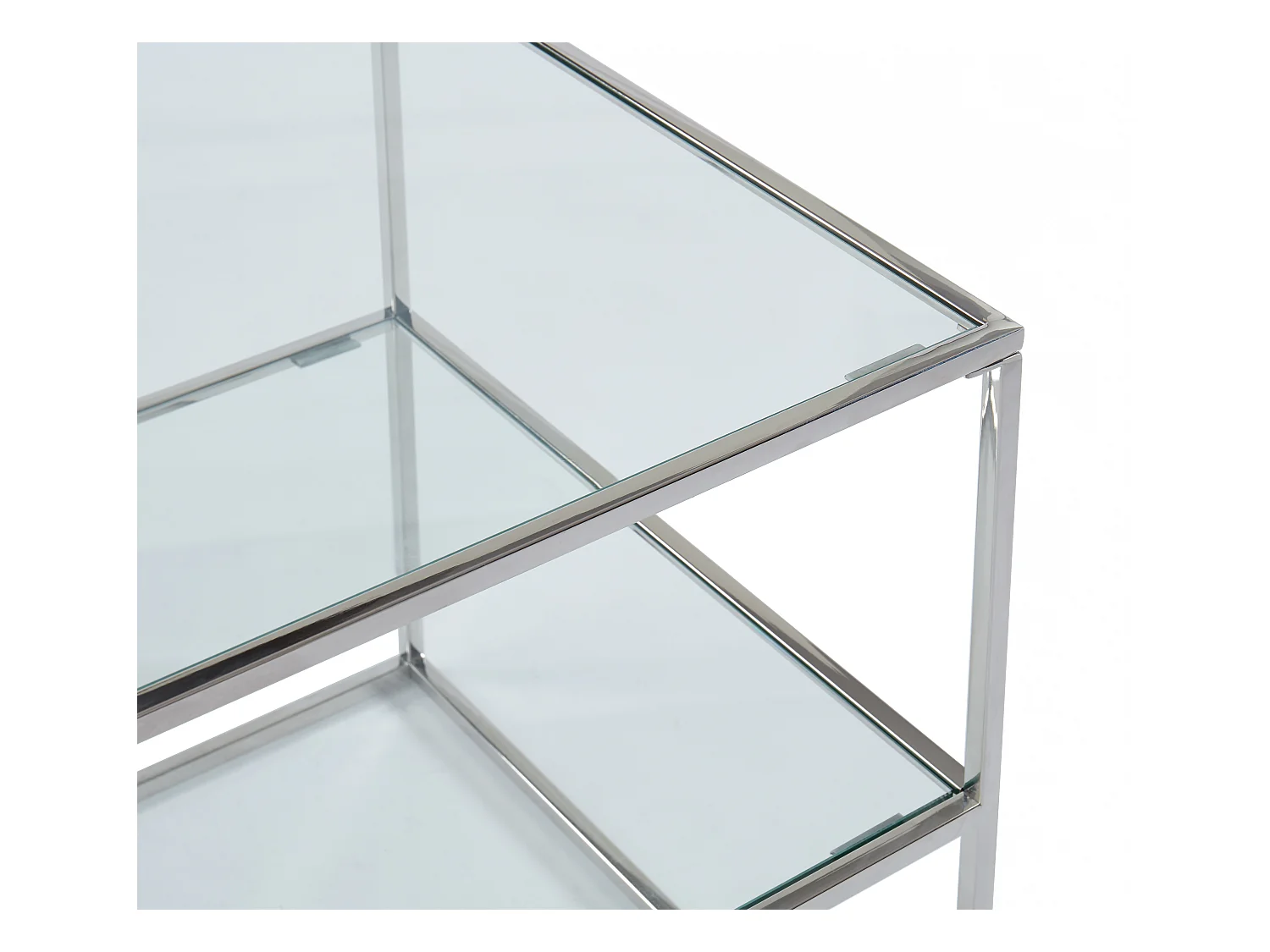 Mesa de noche KOHANA - Cristal templado y acero - Plata