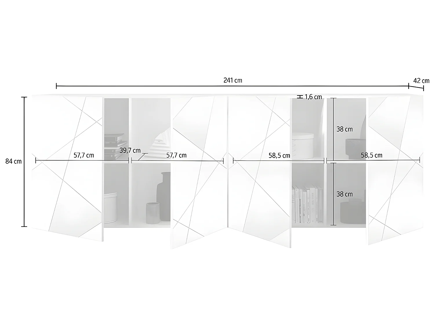 Buffetkast CANTIANO - 4 deuren - Witgelakt