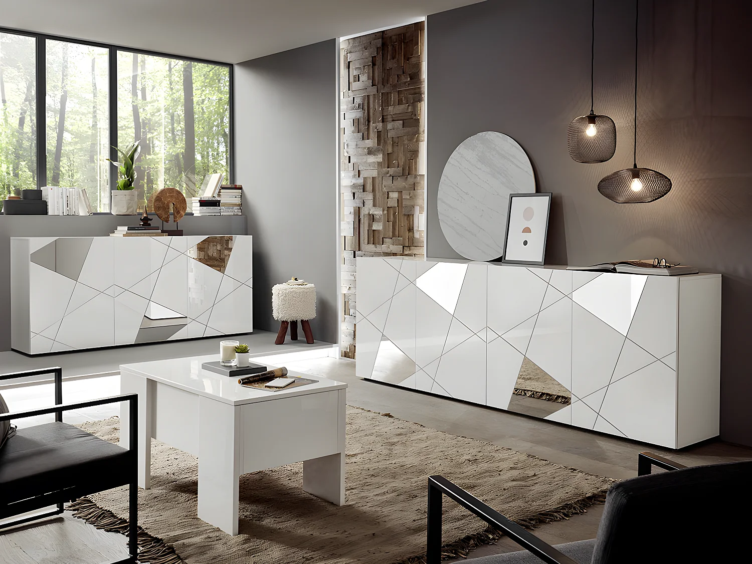 Sideboard mit 4 Türen - Weiß lackiert - CANTIANO