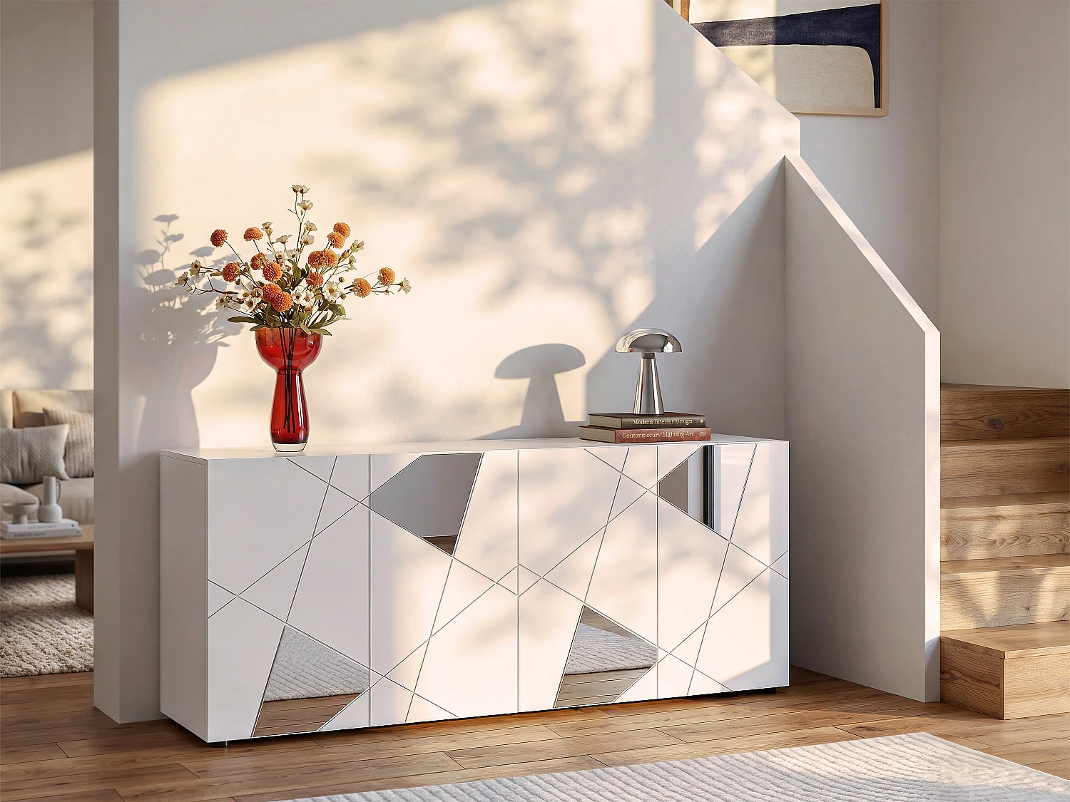Aparador com 4 portas lacado a branco - CANTIANO