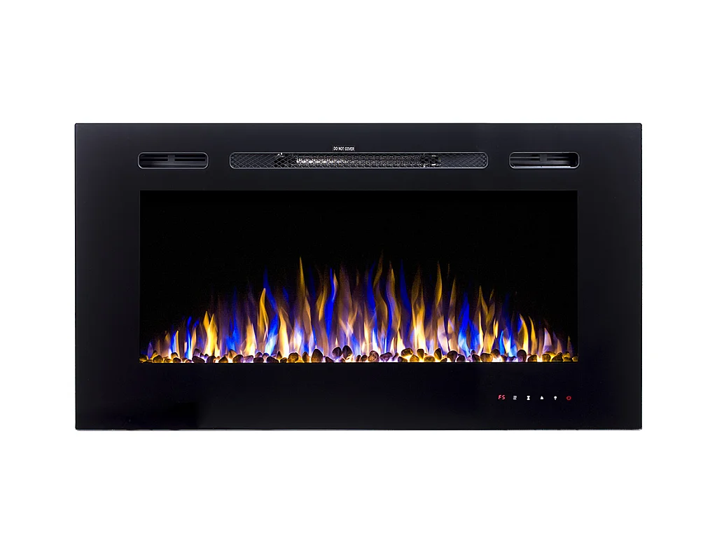 Elektrisk pejs CALBUCO - Til væg eller indbygning - L101,6 x D14 x H54,4 cm - Sort