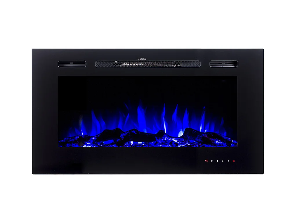 Elektrisk pejs CALBUCO - Til væg eller indbygning - L101,6 x D14 x H54,4 cm - Sort