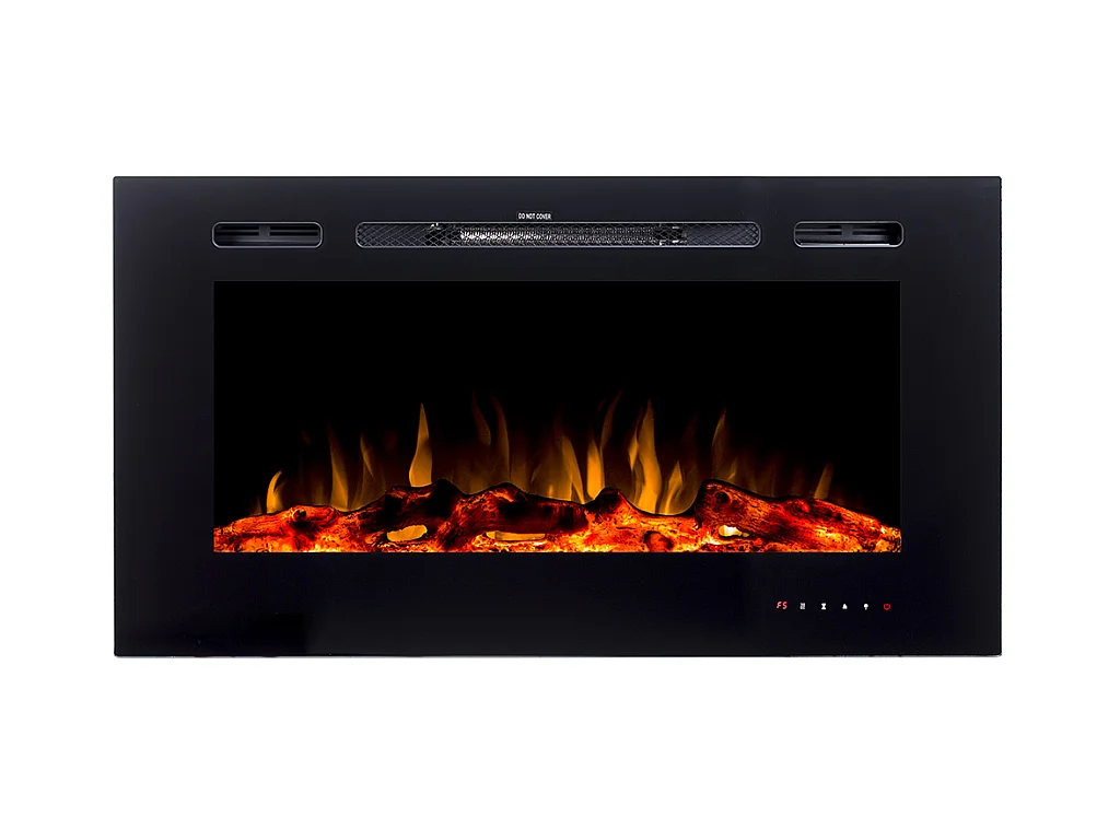 Elektrisk pejs CALBUCO - Til væg eller indbygning - L101,6 x D14 x H54,4 cm - Sort